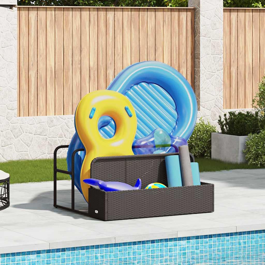 Solivagant Pool Aufbewahrungsbehälter Schwarz 110x100x57 cm Poly Rattan, Haushaltsbedarf,Aufbewahrung Ordnungssysteme, 9.8 kg-4104088