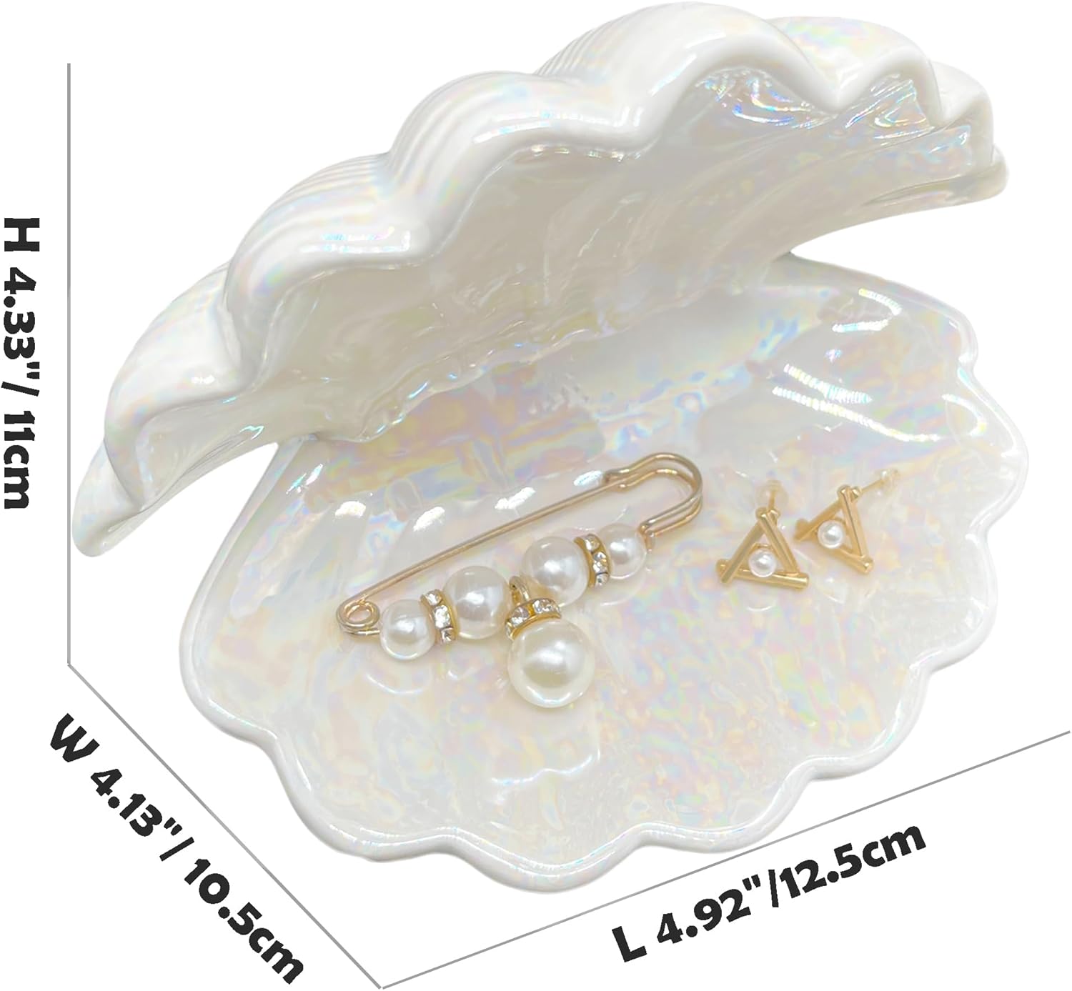 Shell Trinket Dish Ceramic Conch Ring Holder Jewelry Tray Decorative Jewelry Plate Cute Jewelry Organizer for Home Decor (Shell A) - Image 3