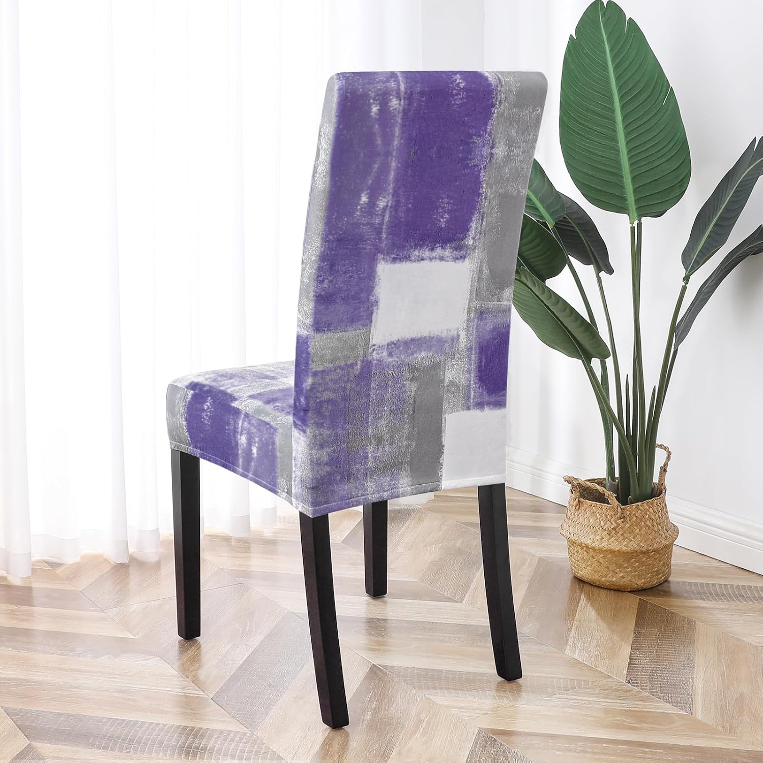 Gibelle Dining Room Chair Covers Set of 6, Stretch Parsons Chair Slipcovers Universal Removable Washable Chair Seat Covers Protector for Dining Room, Kitchen, Hotel and Party, Purple