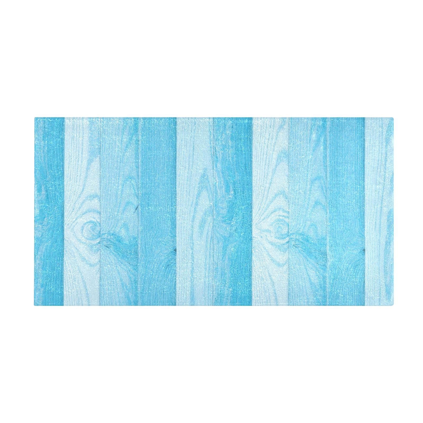 Tapis de bain vintage lavable grand format bleu pour habiller le sol de la salle d'eau