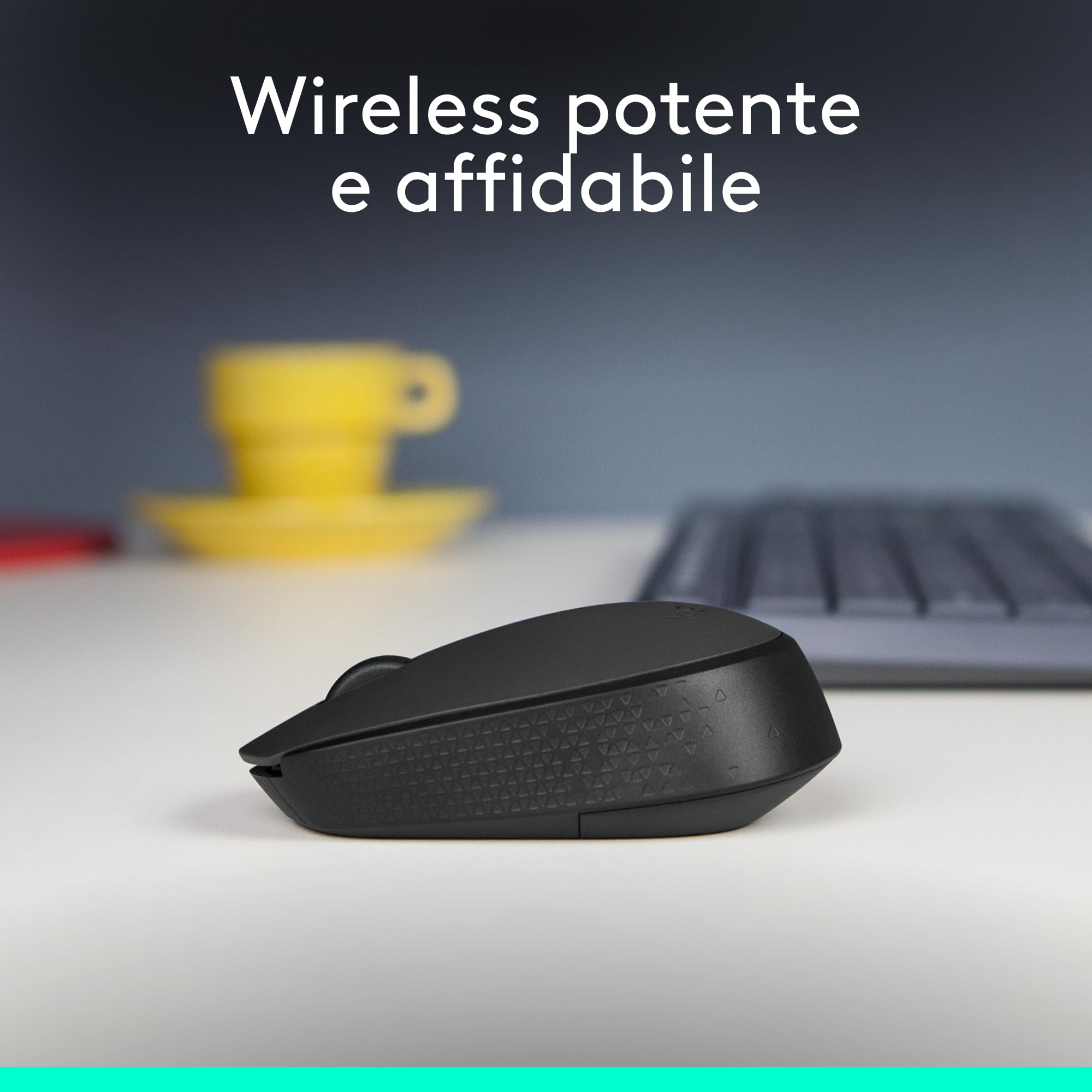 Logitech M171 Mouse Wireless per PC, Mac, Laptop, 2,4 GHz con Mini Ricevitore USB, Tracciamento Ottico, Durata della Batteria di 12 mesi, Ambidestro - Nero