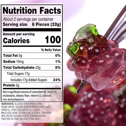 Miniatura 5 de AMOS 4D Gummy Candy, Fruit Snacks Juicy Burst, Grape Juice Filled Gummies, Mothers Day Candy Gift, Resealable 2.29oz BagPack of 6