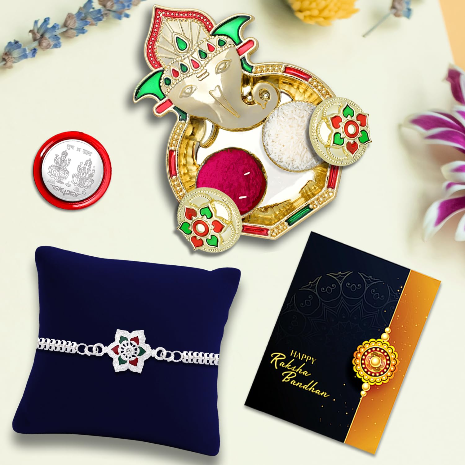 Rakhi Set with Flute & Peacock - Raksha Bandhan Gift -6