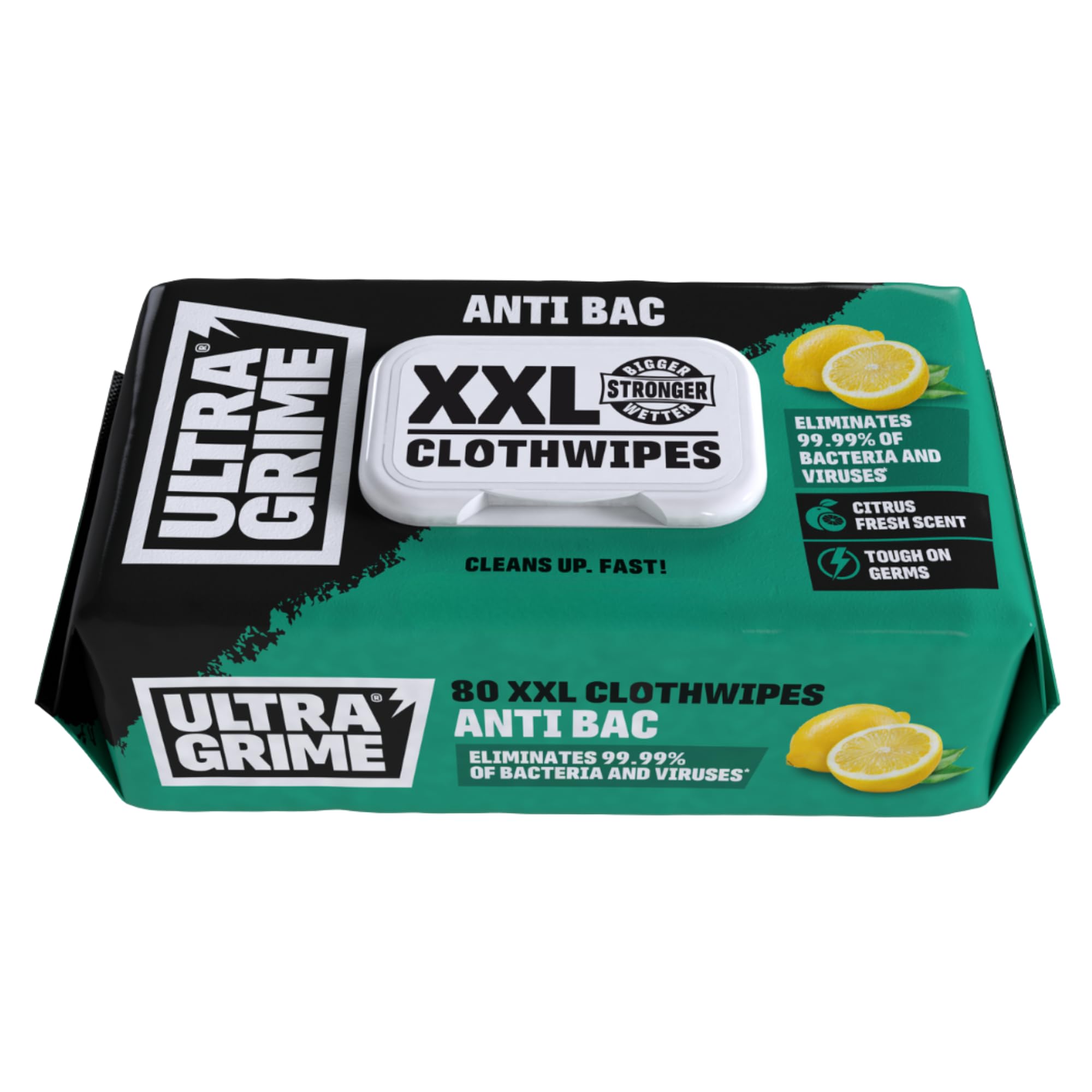 UltraGrime Antibacterial Wet Wipes Alcohol-Free Antiseptic Heavy-Duty Cleaning Cloths & Hand Wipes - Multi-Purpose Kitchen, Toilet, Floor & Surface Cleaning - Extra Large Cloth Wipes (Pack of 80)