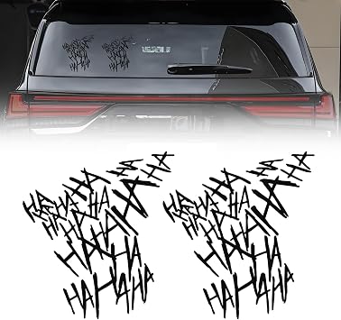 Hahaha Car Stickers Decals, Joker Haha Car Windshield Stickers, Funny Motorcycle Helmet Decal, Evil Auto Body Window Bumper Laptop Cooler Cup Decals Universal for Trucks Motorcycles Black