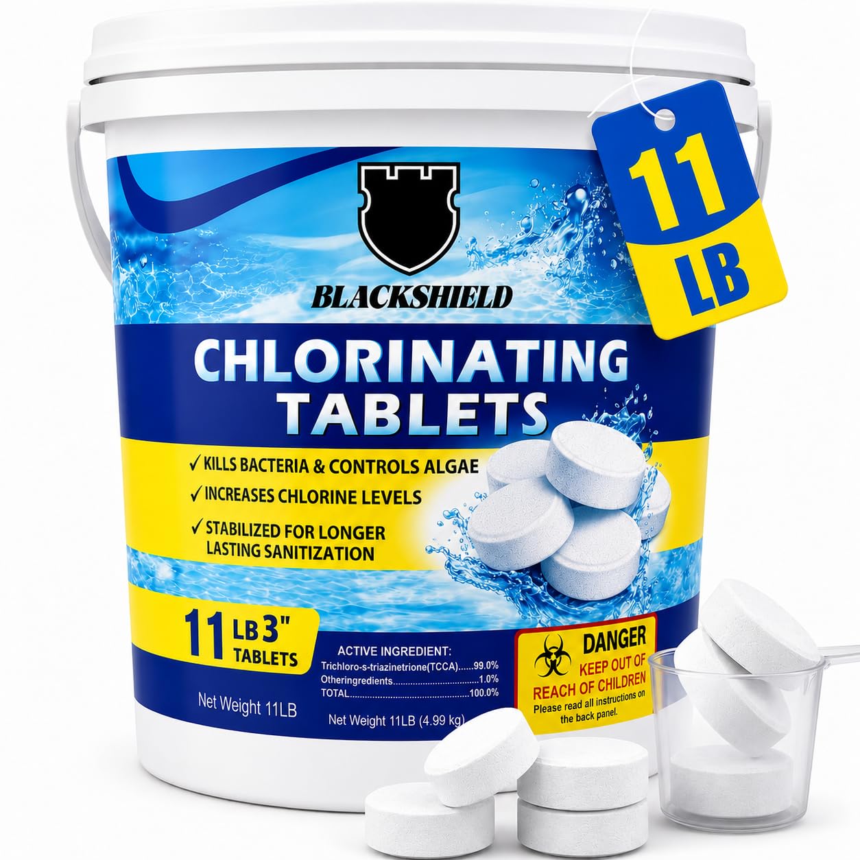 BLACKSHIELD 3 Inch Chlorine Tablets 11 lb bucket