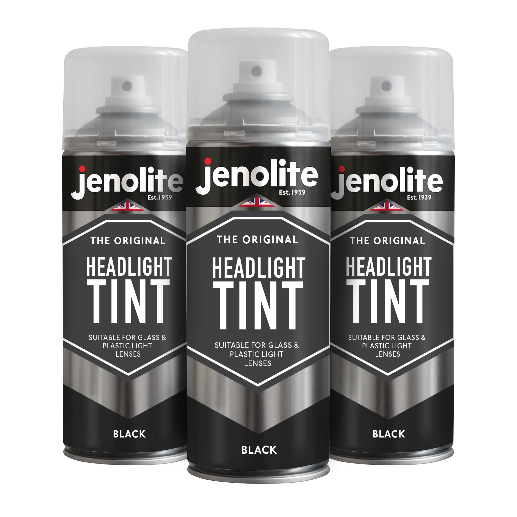 Jenolite Black Headlight Tint Spray Paint | | 3 X 400Ml | Tinted Lens Lacquer | Subtle Styling Lens Tint For Car Rear Lights | Suitable For Glass & Plastic Lenses