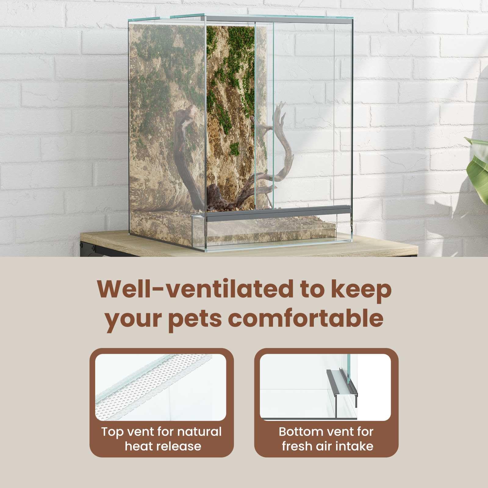 vidaXL Terrario Transparente 30 x 30 x 40 cm Cristal, Terrario de Vidrio Moderno, Refugio Resistente, hábitat 360°, hogar Transparente para Animales