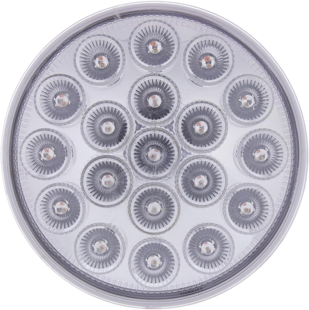United Pacific 36722 Stop, Turn, & Tail Light, 19 LED 4" Round, Double Fury, with Warning Light, Red & Amber LED/Clear Lens