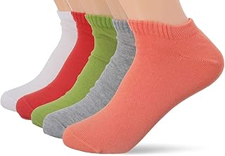 Carina Cotton Solid Elastic-Trim Ankle Socks for Women - Set of 5