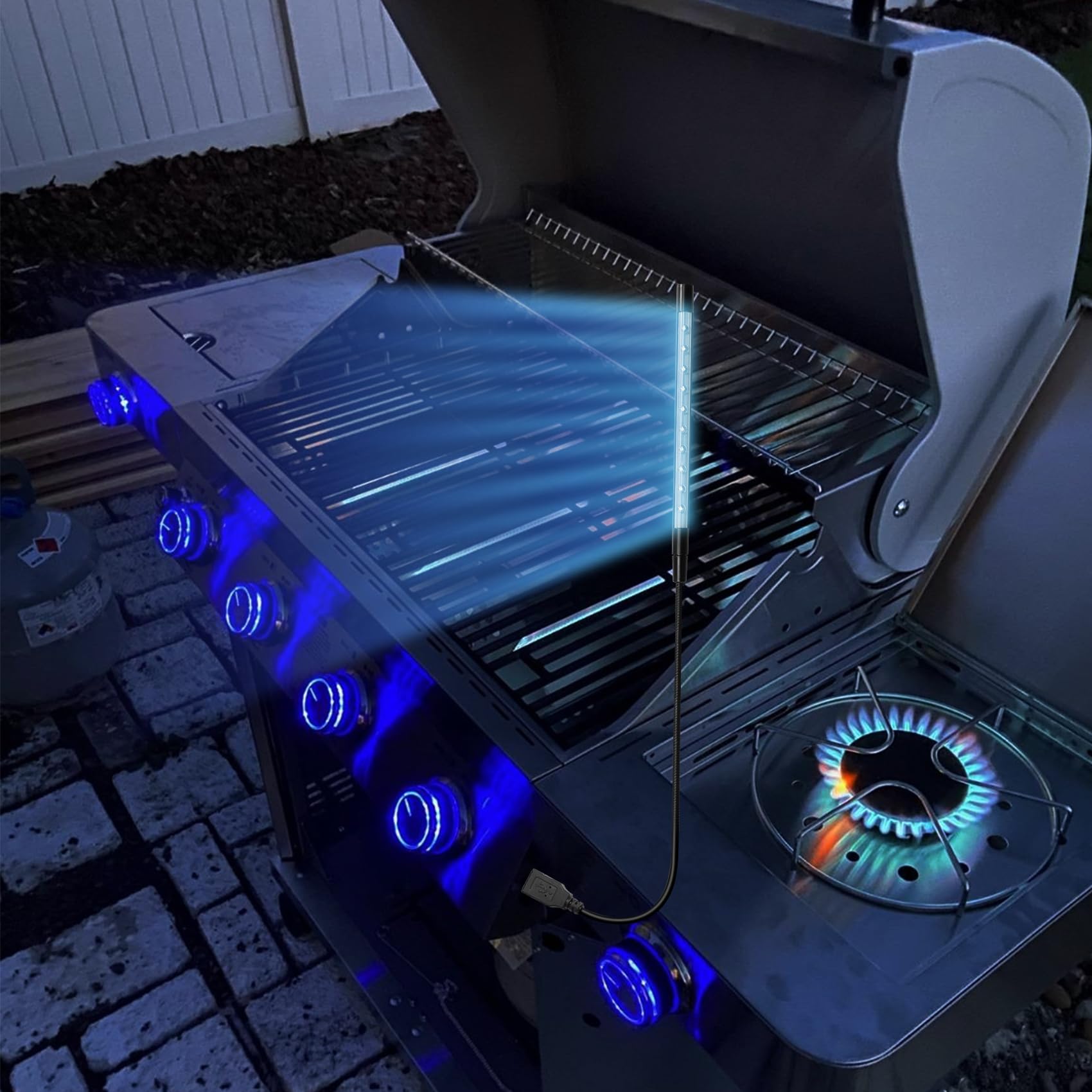 Luz USB para parrilla de barbacoa para parrillas de gas Monument, luces de parrilla superbrillantes, regalos para hombres, accesorios para parrilla de gas Monument 25392, baterías no incluidas, 7