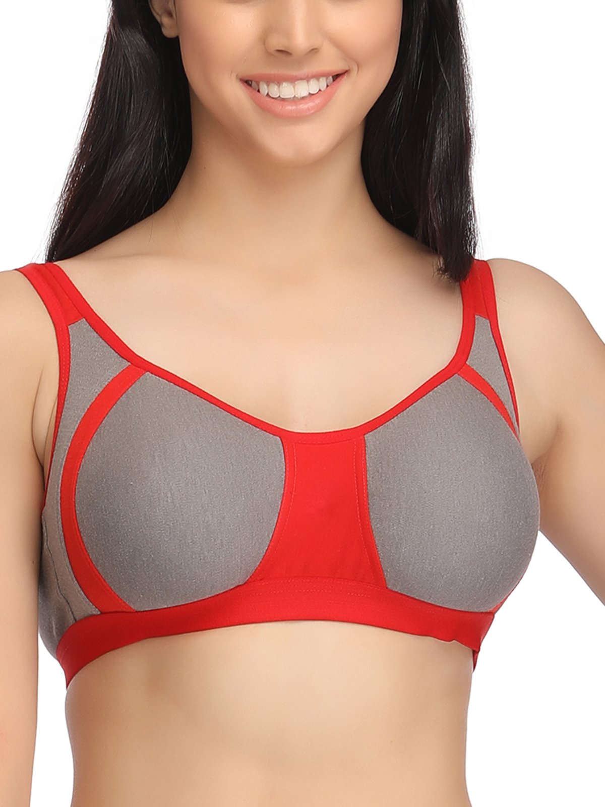 clovia Women's Cotton Rich Solid Non-Padded Full Cup Wire Free T-Shirt Bra (BR0774P04_Light Grey_44B)-picture-27