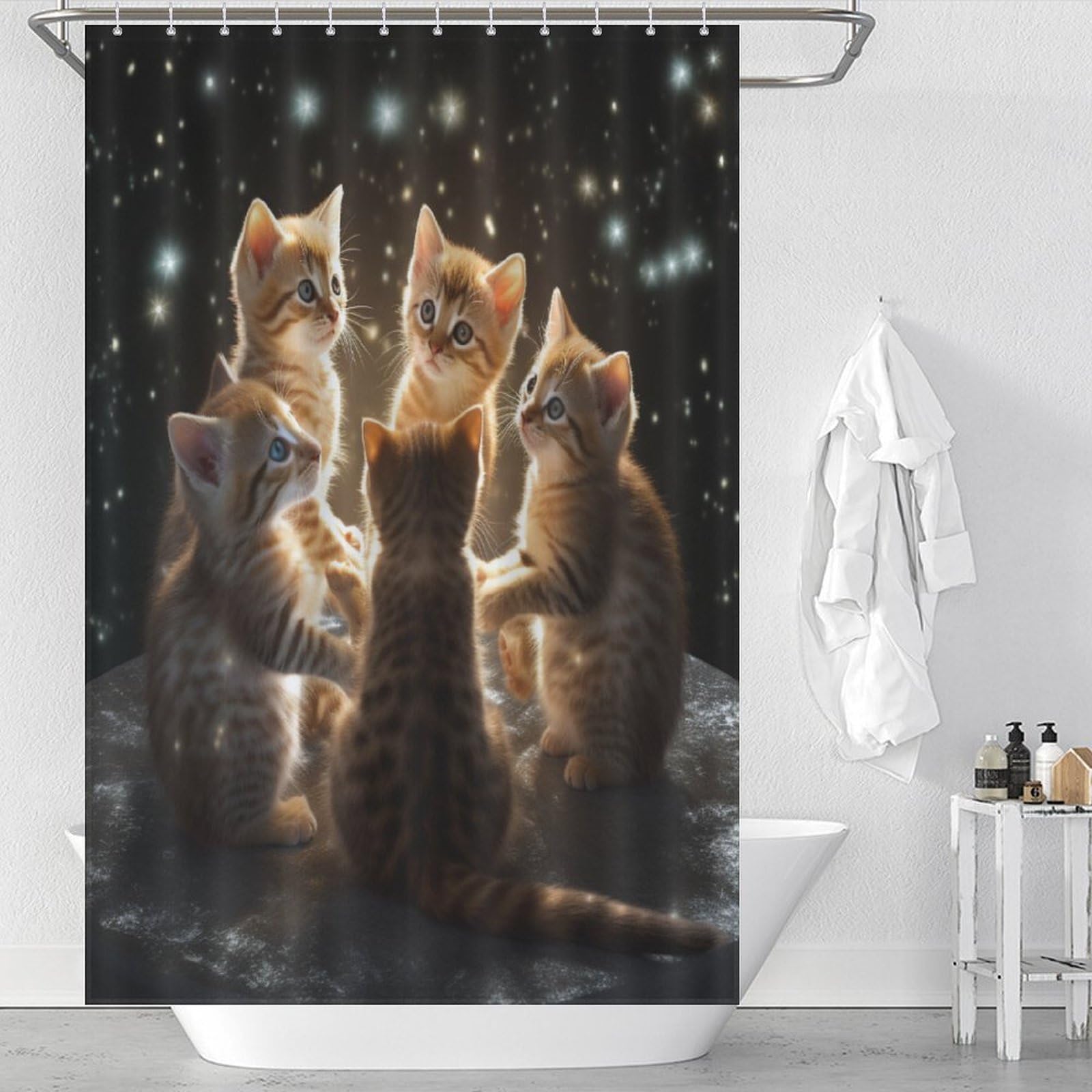 Rideau de douche chat premium imperméable tissu 122x183
