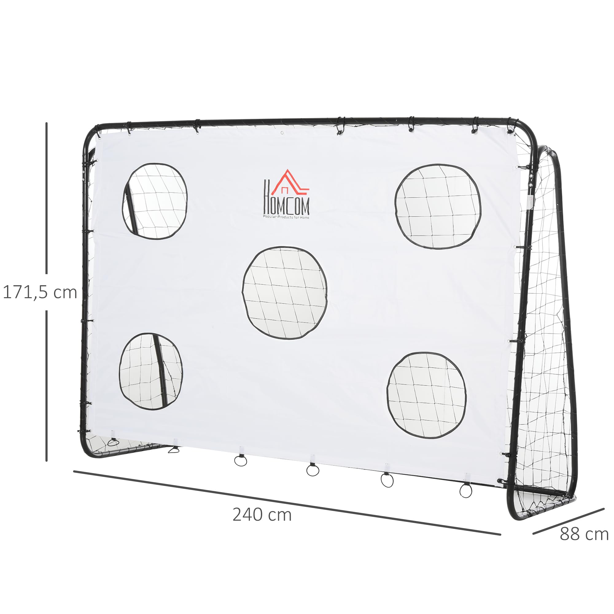 HOMCOM But de Football 2 en 1 avec Cible de Tir, Cage de Foot Exterieur 240 x 88 x 174 cm Blanc