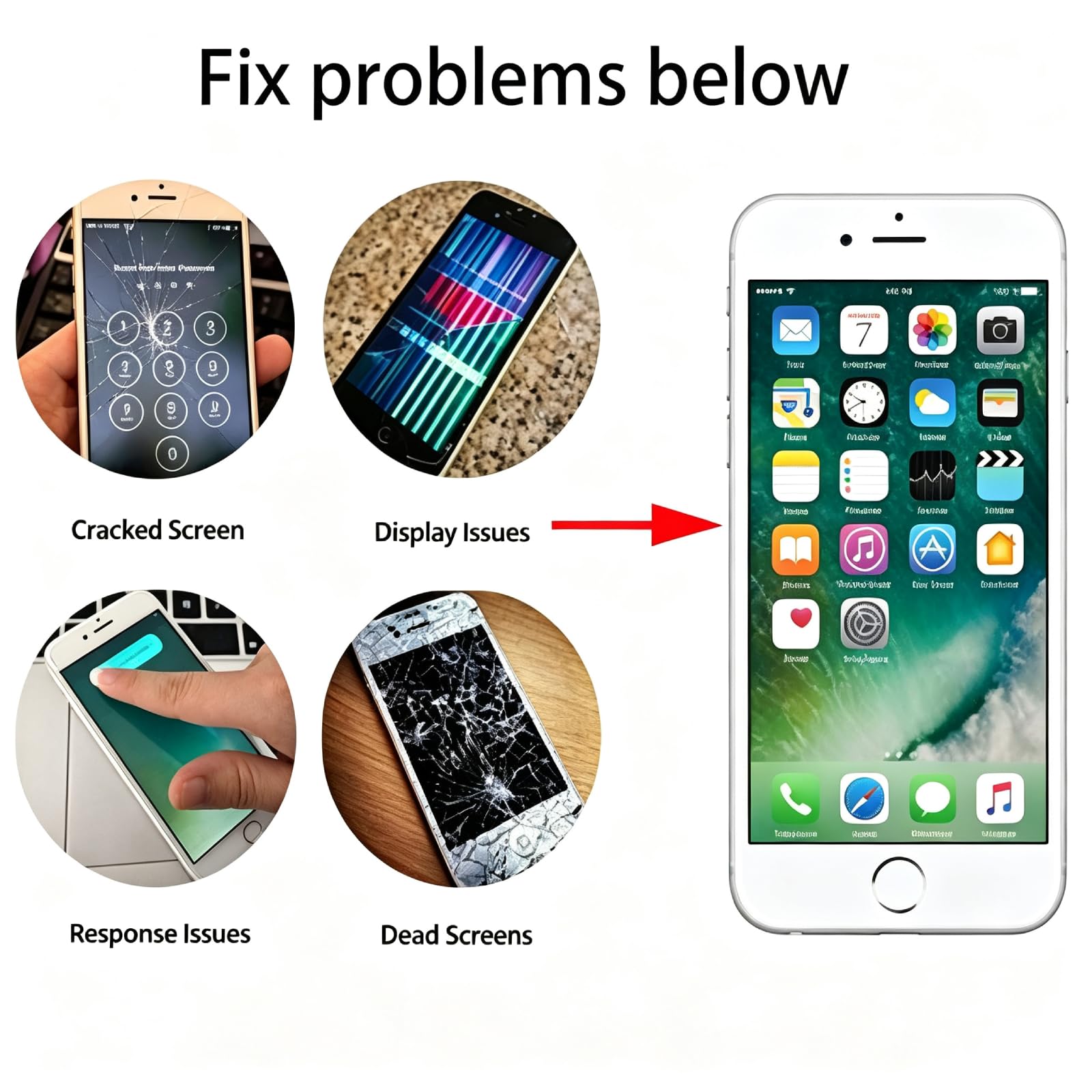 Pantalla de repuesto para iPhone 8 Plus, A1864, A1897, A1898, color