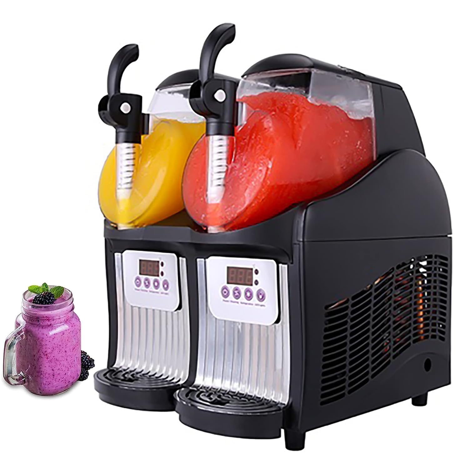 Máquina trituradora de hielo eléctrica, máquina para hacer hielo triturado de 5 litros, máquina para bebidas de acero inoxidable con 2 tanques, dispensador de jugo de té helado y bebidas de frutas