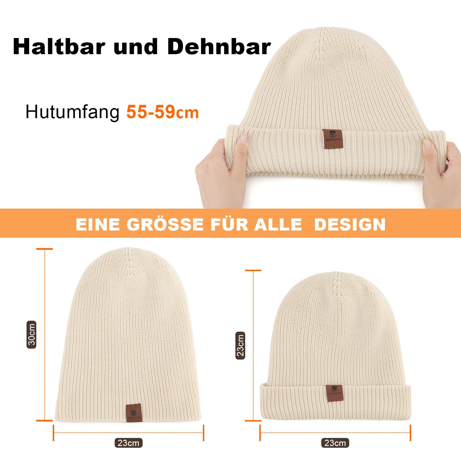 Czapka Beanie dla Mężczyzn i Kobiet, Uniseks Czapki Dzianiny na Jesień Zimę Dzianina Czapka Zimowa Damska Miękka i Ciepła Czapka Knitted Hats,Biały