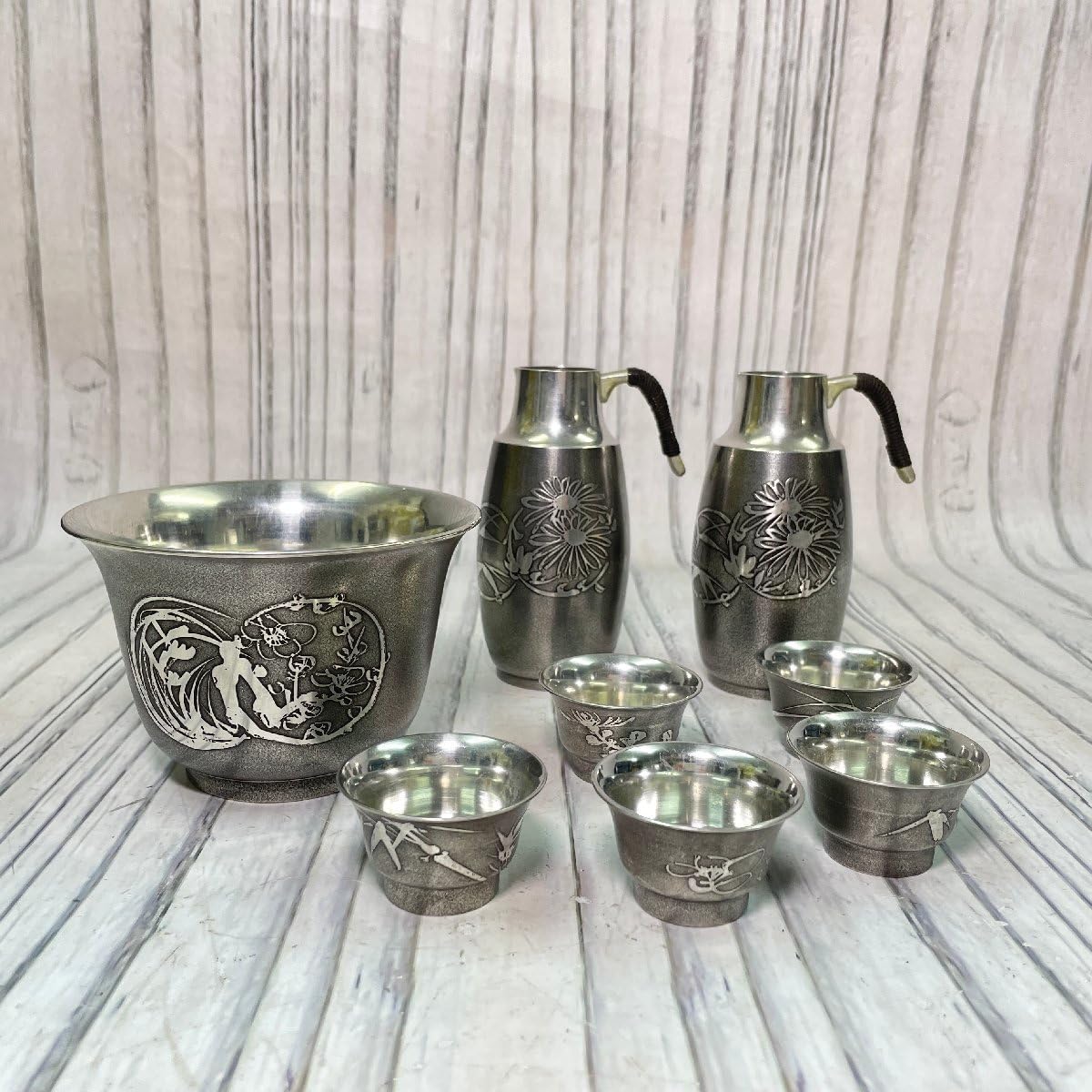 Amazon.co.jp: m002 G4(80) 保管品 本錫製 錫半造 酒器揃 ちろり 徳利 