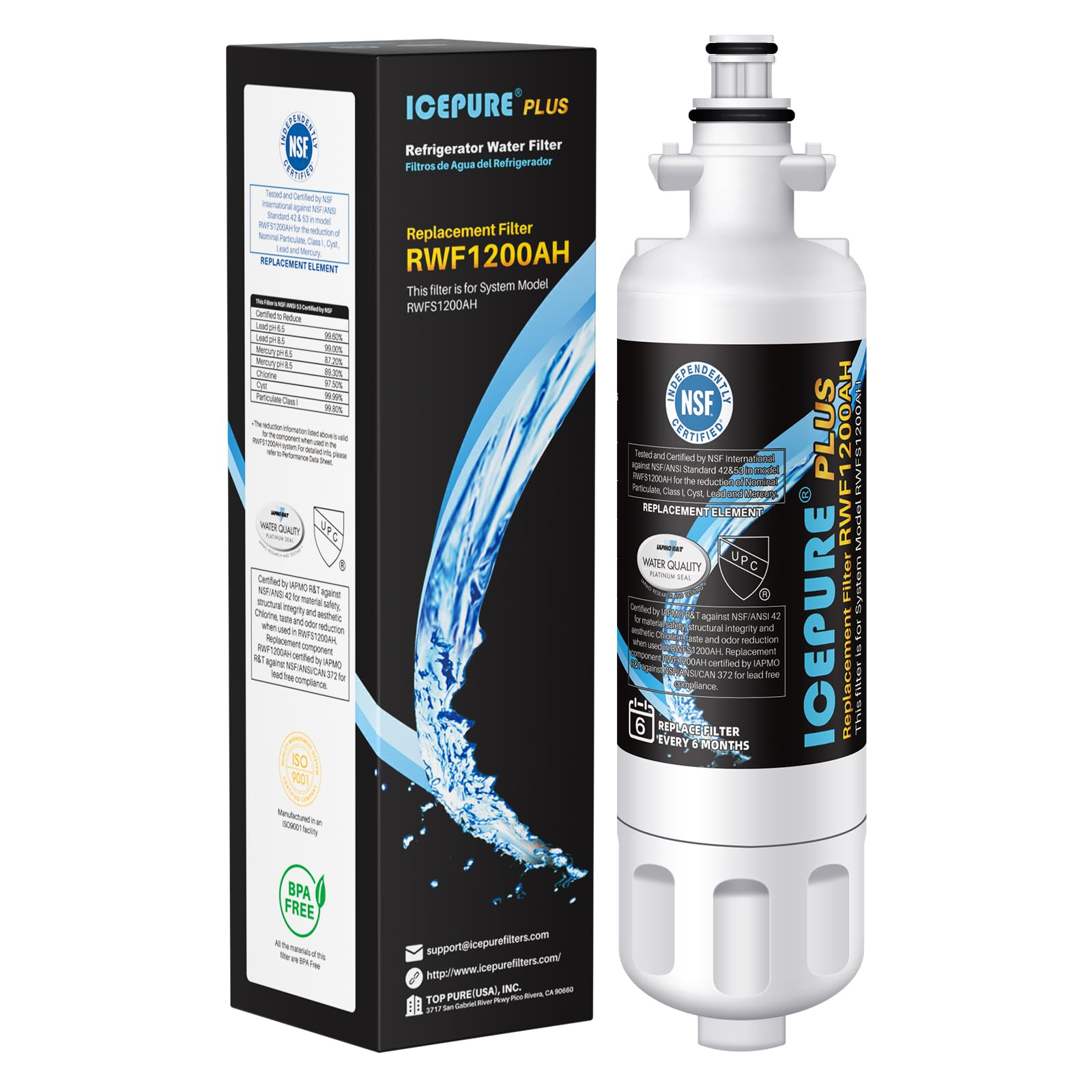 ICEPURE PLUS 46-9690 NSF53 Certified Replacement for LG LT700P Filter,1PACK