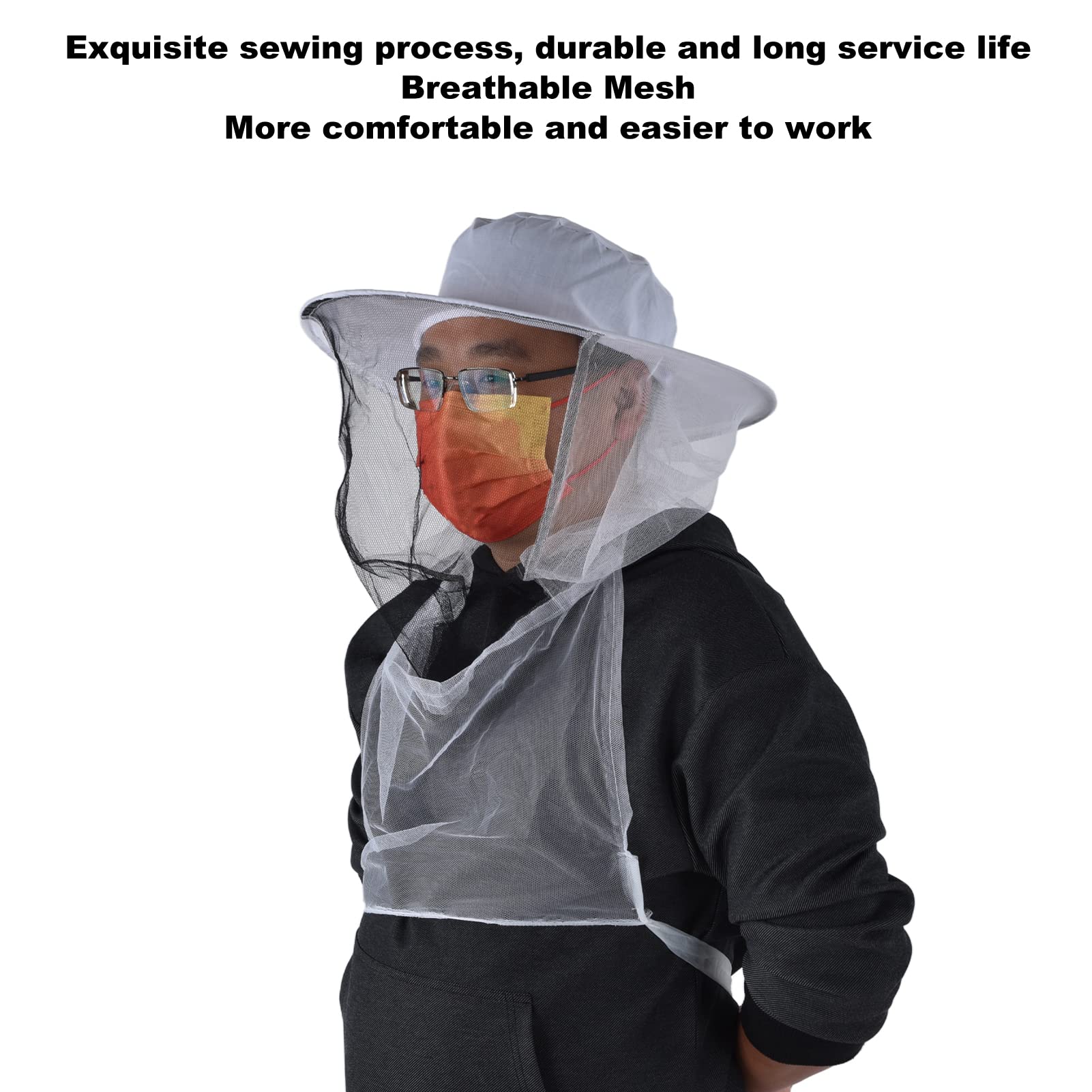 Septpenta Confezione da 2 Cappelli Protettivi da Apicoltore con Rete di Garza Traspirante, Cappelli da Apicoltore con Rete Anti Api per Apicoltori, Pescatori, Cacciatori, Escursionisti