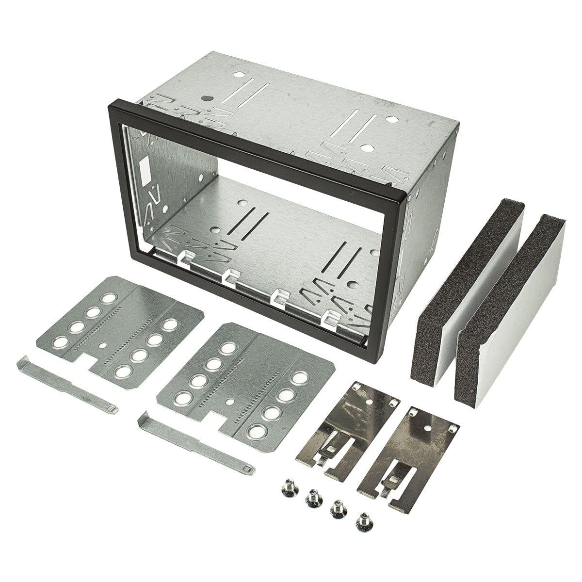 tomzz Audio 2415-072-1 Doppel DIN Radioblende Set kompatibel mit Ford Focus 2 Fiesta C-Max S-Max Galaxy Mondeo Kuga Transit schwarz mit Quadlockadapter ISO Antennenadapter ISO DIN Entriegelungsbügel