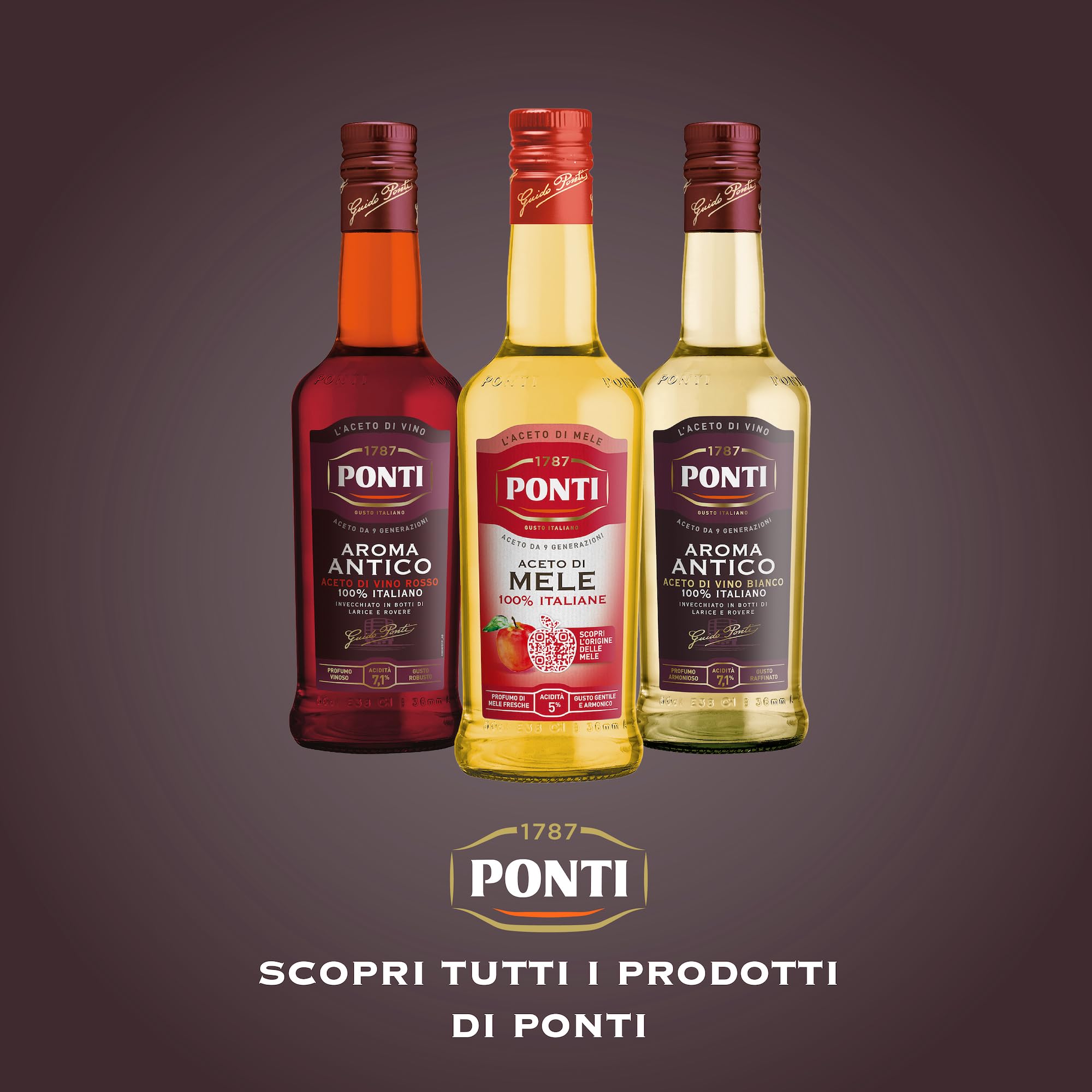 Ponti, Aceto Aroma Antico Bianco, Personalità Decisa e Gusto Raffinato, Ideale per Esaltare gli Aromi di Insalate, Verdure, Salse e Marinature, 100% Made in Italy, 12 Bottiglie da 500 ml