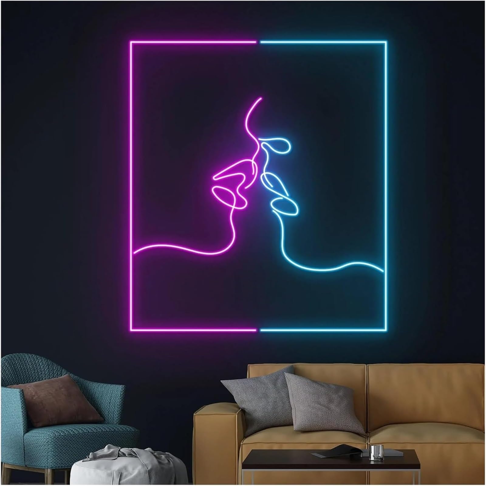 Decoraciones de neón para interiores Para la palabra prestada de lámpara neón Pareja besándose para el letrero