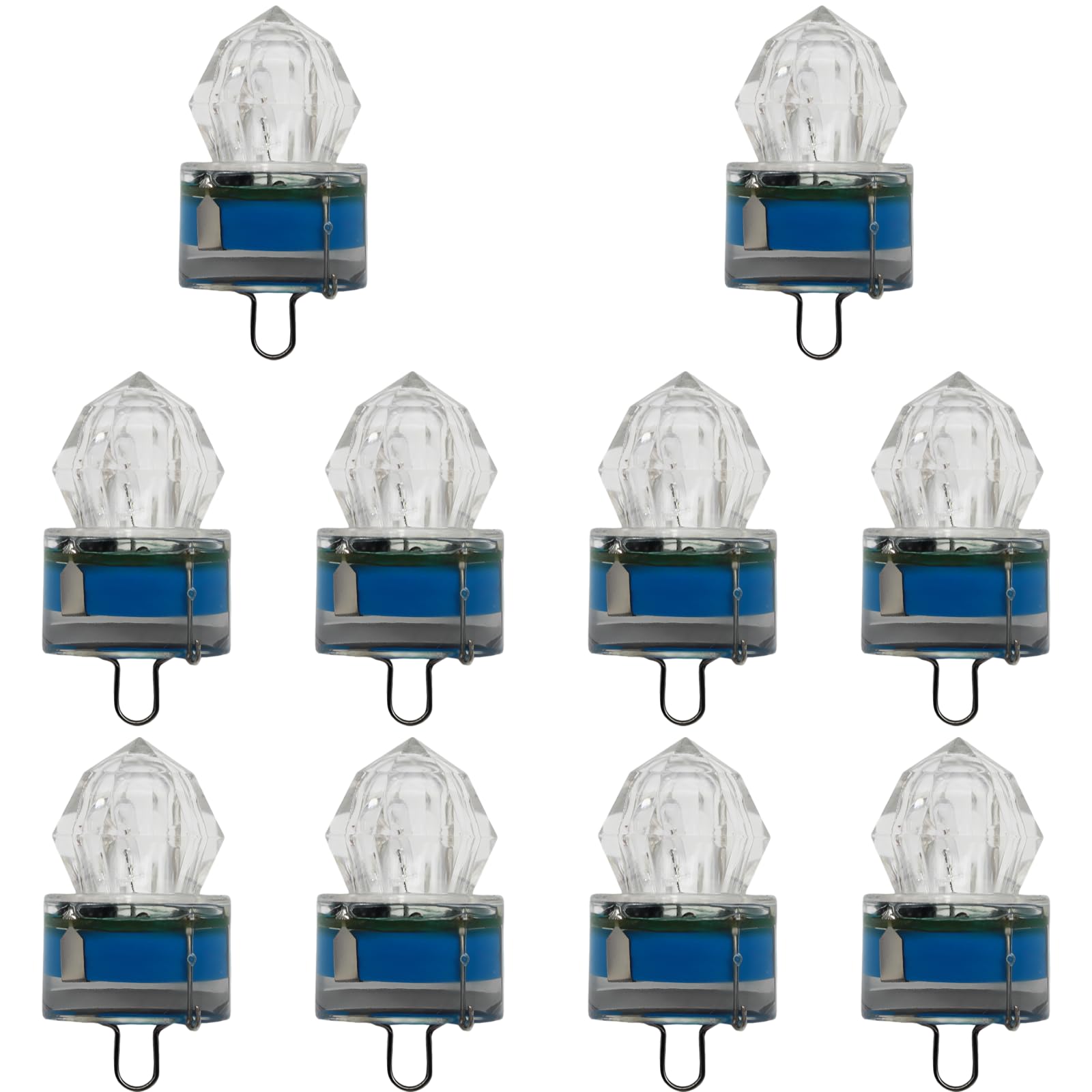 10 STK. Blaue LED Unterwasser Angellichter, Diamantform für Tiefsee und Nachtangeln, Hartschalen Köder für Süß und Salzwasser, 4,5 x 2,5 cm Angelköder Gerät, mit starker Leuchtwirkung