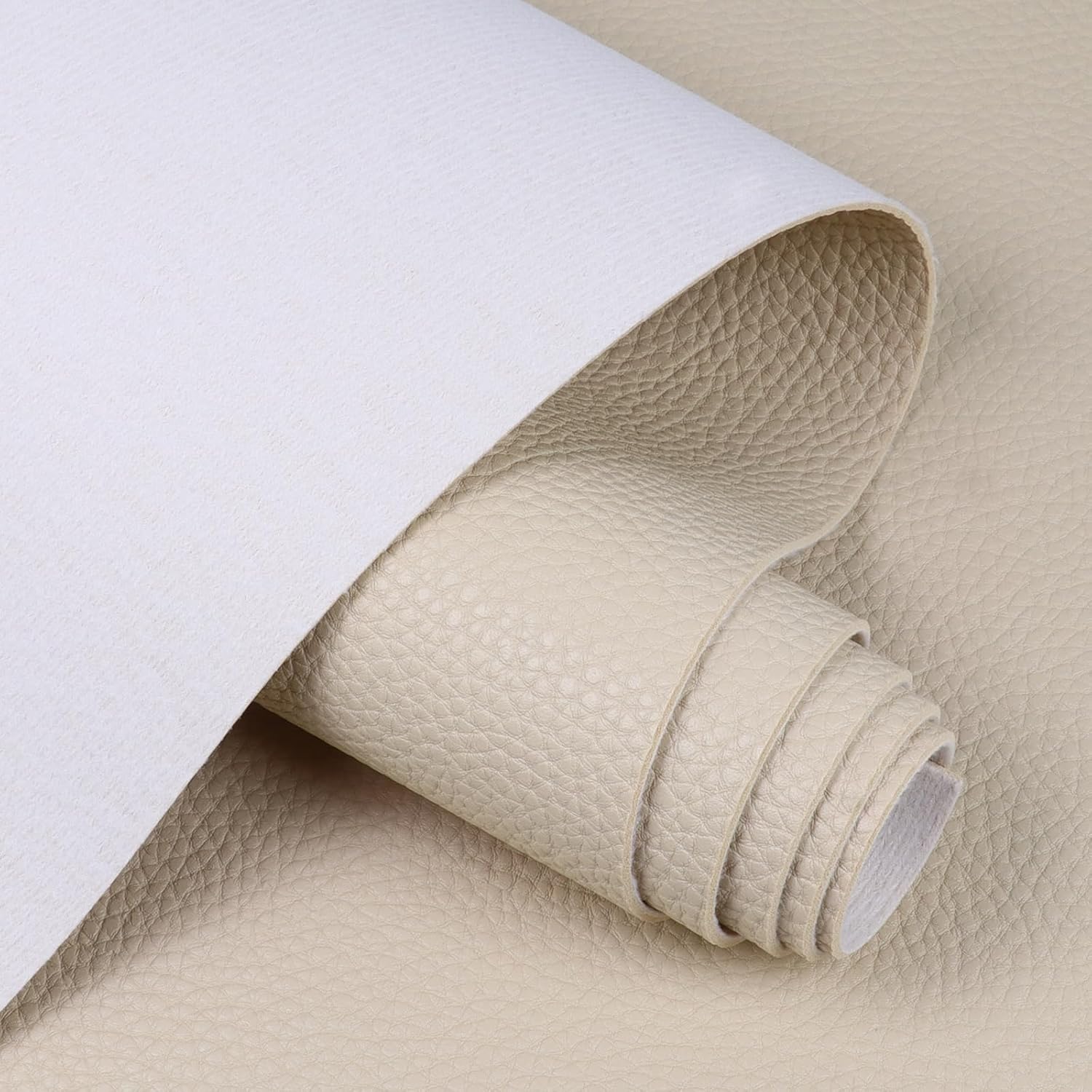 Marine Vinyl Fabric Heavy Duty 1.6mm Thick Waterproof Synthetic Leather Sheets 54"×18" Anti-UV,Non-Peeling for Boat Auto Home Upholstery Crafts DIY Sewings Sofa Handbag, Beige