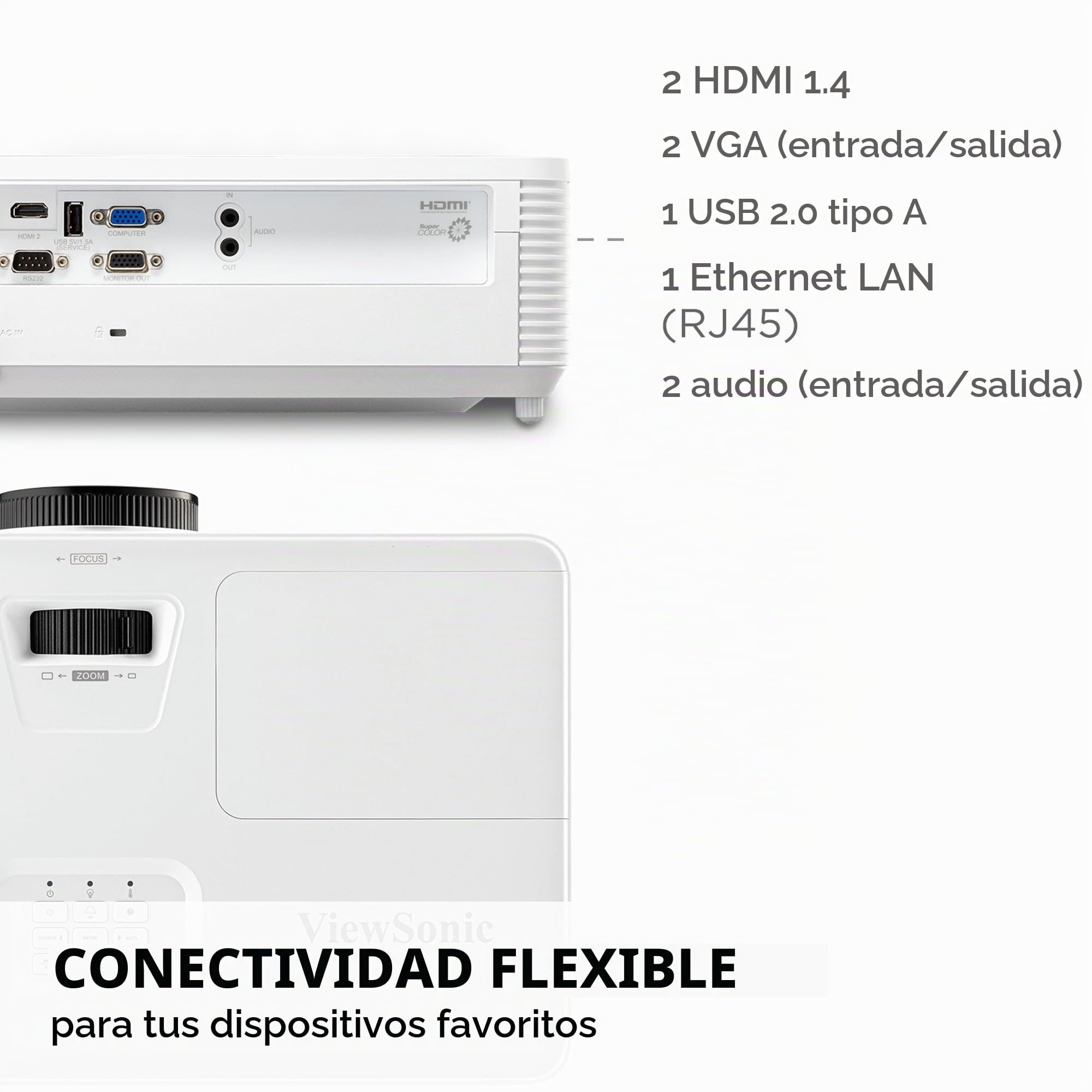 ViewSonic PA700W Proyector, 4500 ANSI Lumen, WXGA 1280x800, Contraste 12.500:1, Imagen hasta 300", HDMI x2, Corrección Trapezoidal automática +/-40°, Altavoz 3W