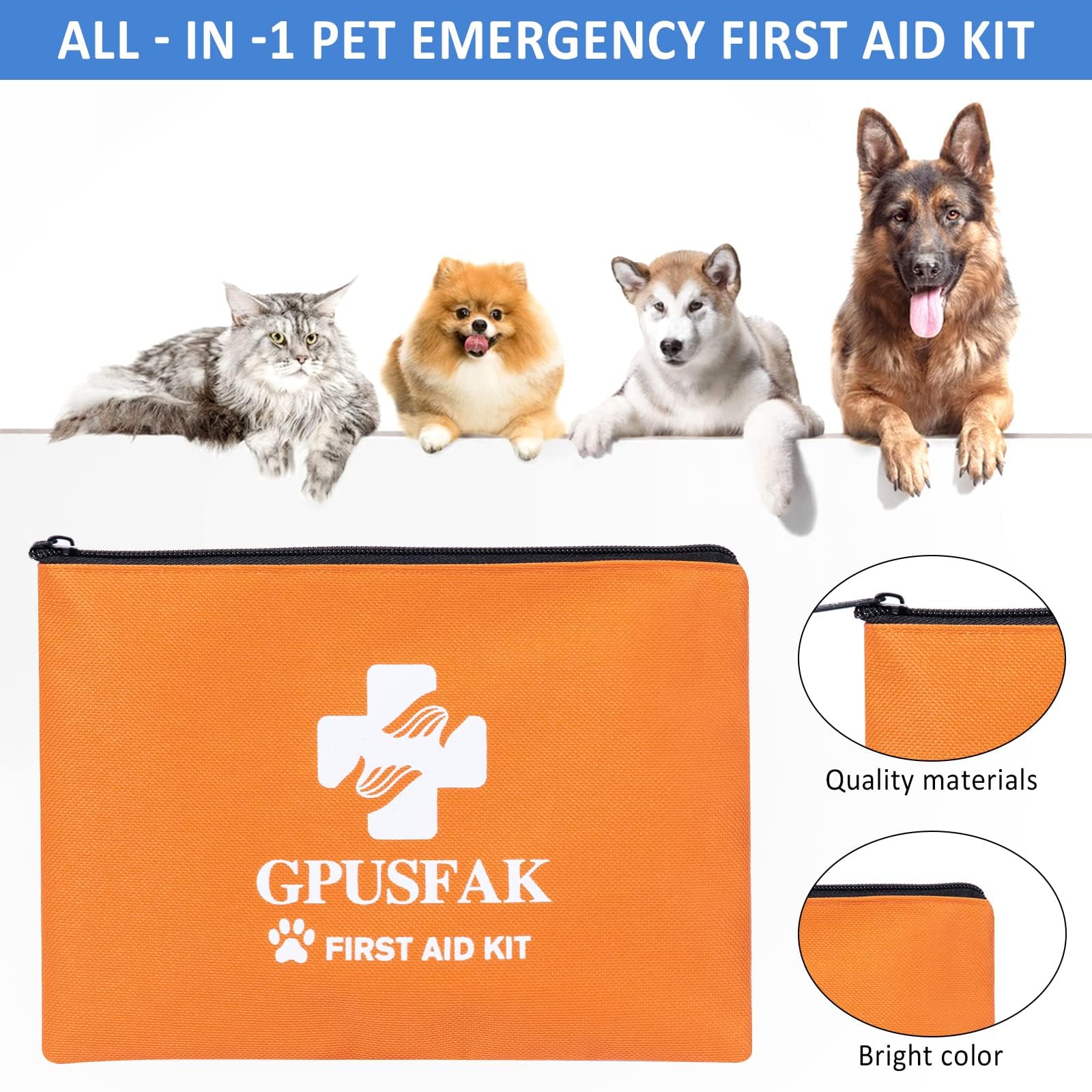 Kit di primo soccorso per cani e gatti, kit di primo soccorso per cani e gatti, kit di emergenza per animali domestici con forniture di primo soccorso per casa, campeggio, escursionismo,