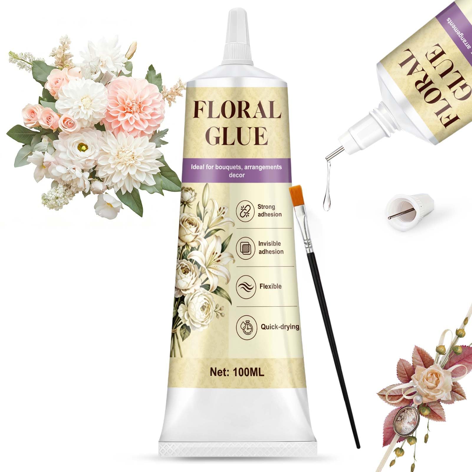 Floral Glue, 100ML Clear Craft Glue, Floral Adhesive, Waterproof
