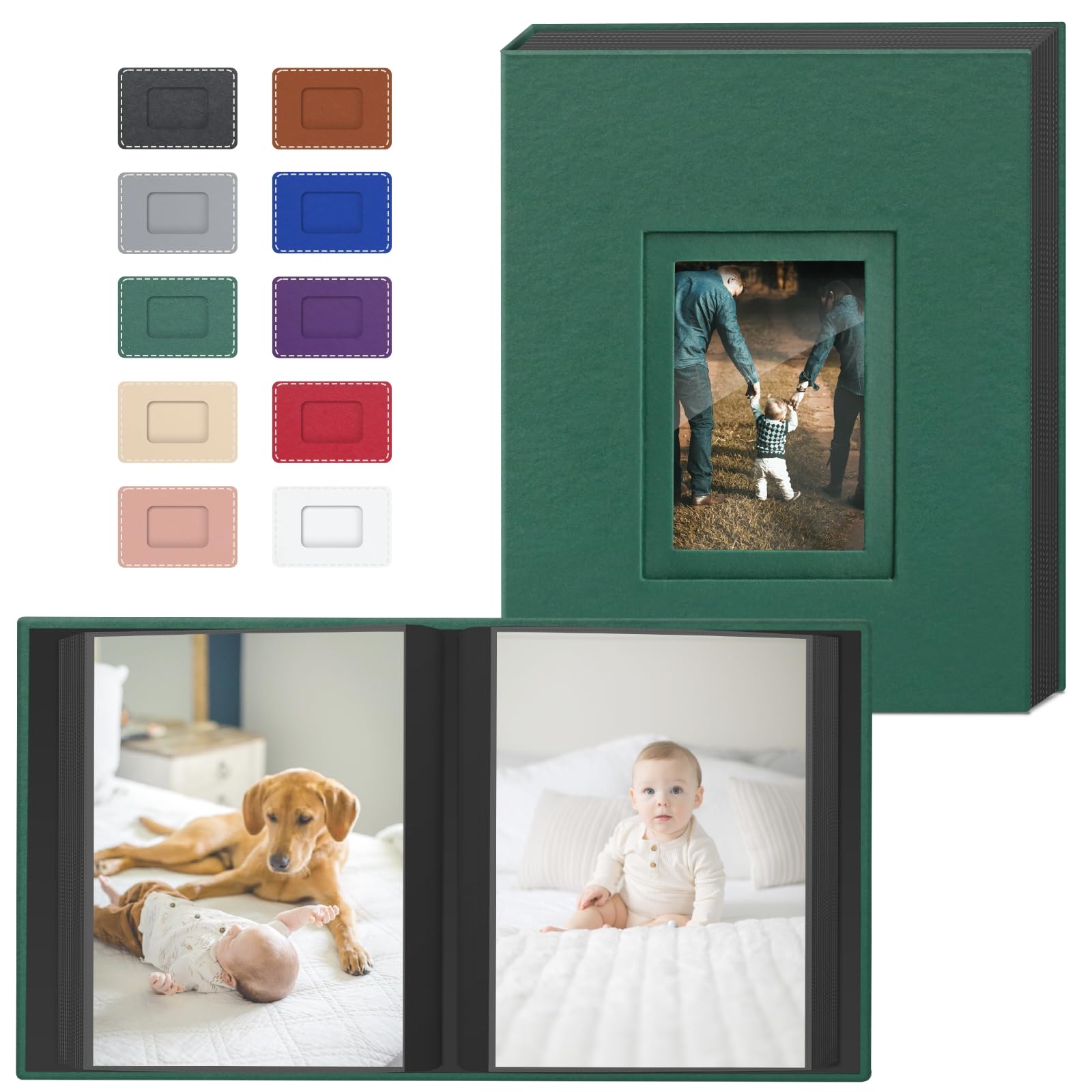 Popotop Album fotograficzny 10 x 15 cm, 100 kieszeni ze skórą twardą okładką, mały album fotograficzny z 50 stronami, dla rodziny, na podróż, ślub, prezent dla dziecka