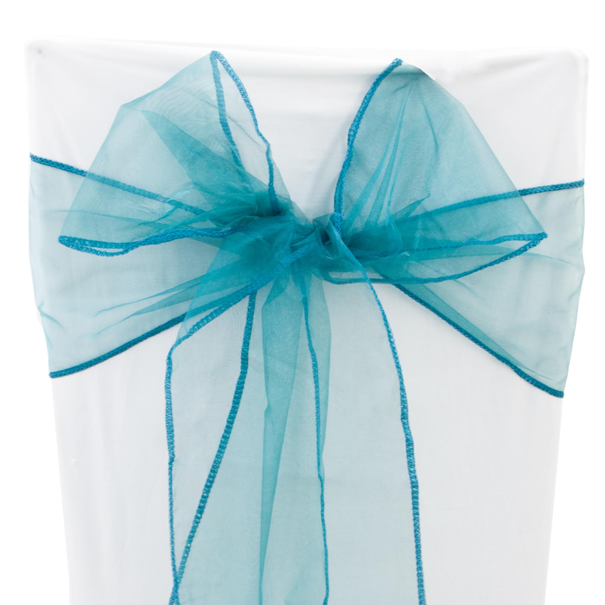 Time to Sparkle 80PCS 17x280cm Organza Chair Sashes Wider Fuller Cover Party Decoration Bow Sashes for Wedding -Teal Green