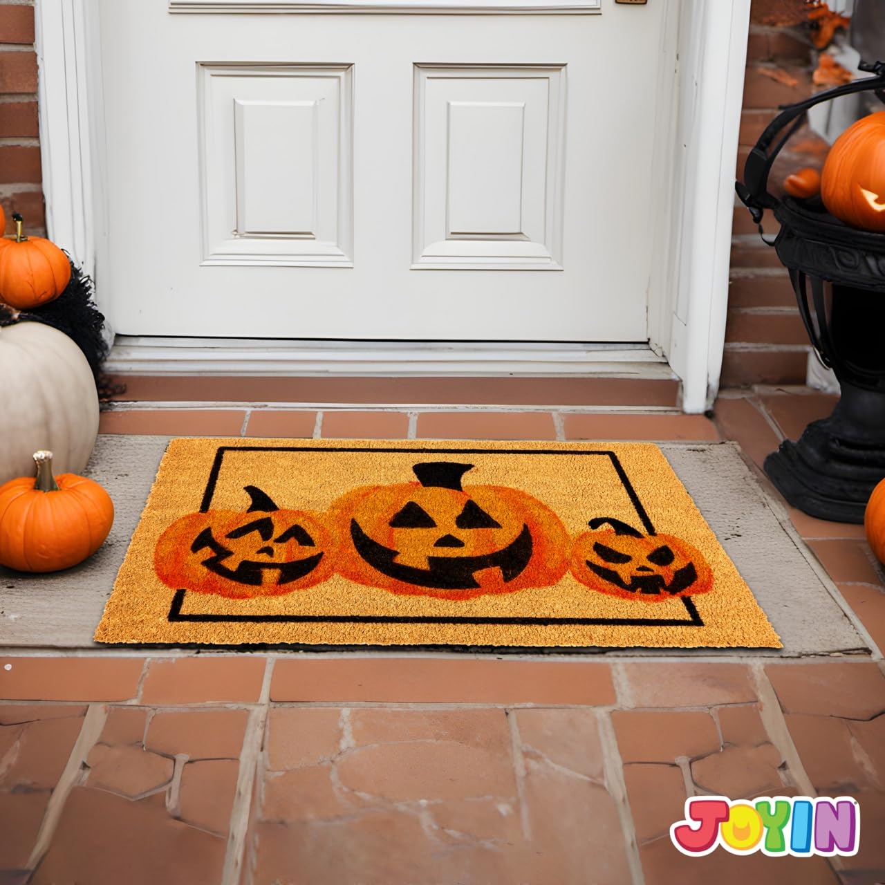 JOYIN Halloween Pumpkin Doormat - Spooky Front Door Decor -5