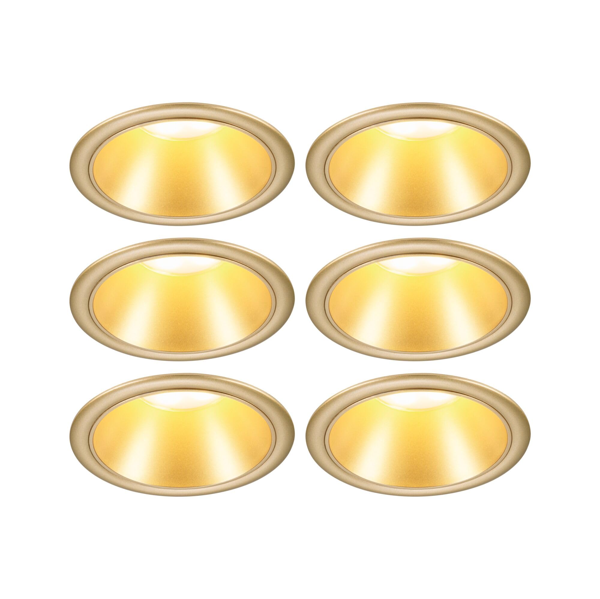 Paulmann 98201 LED Einbauleuchte Cole Coin 6er-Set IP44 rund 88 mm Coin 6x6W 6x470lm 230V dimmbar 2700K Gold matt