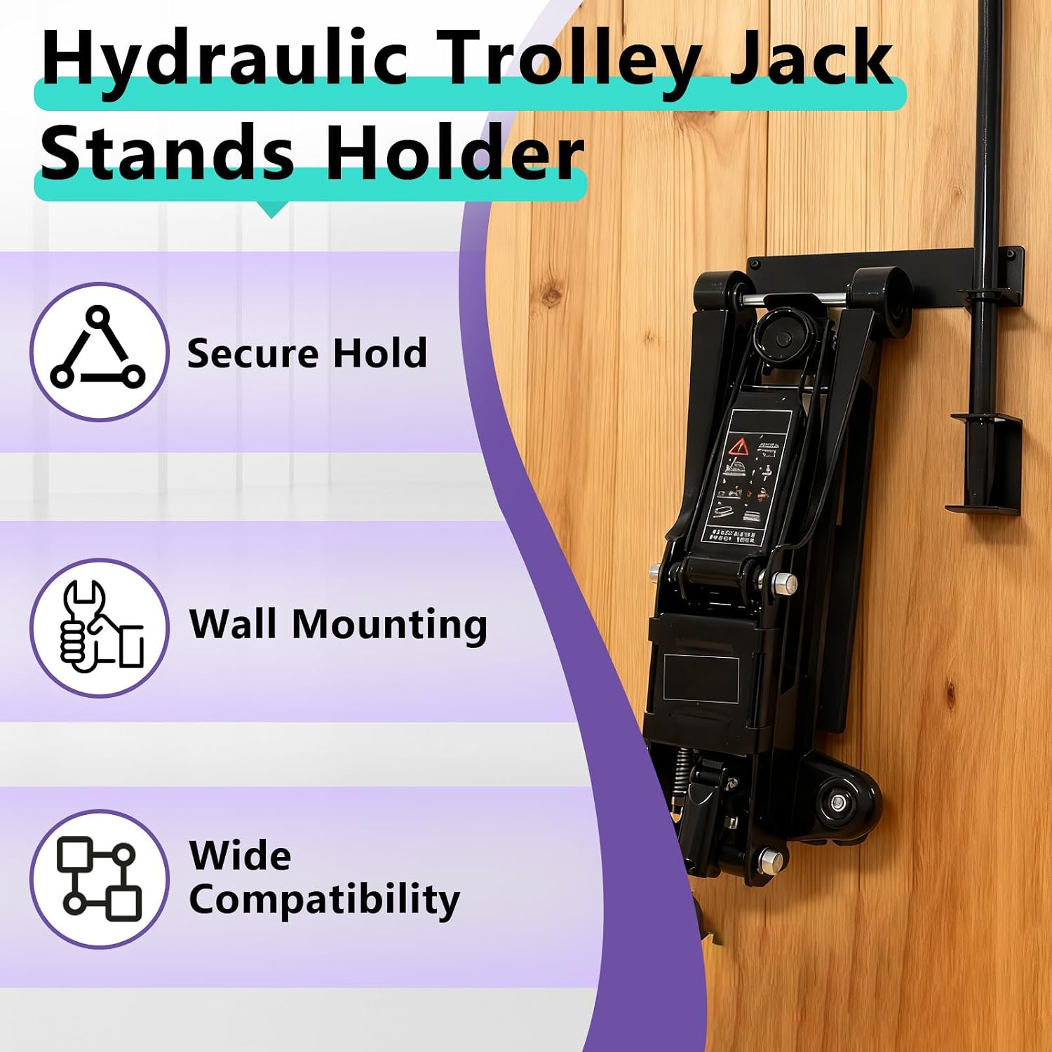 Wall Mount Floor Jack Stand Rack Organizer, Car Hydraulic Trolley Jack Stands Holder, Jack Stands Tower Racing Trailer Accessories Tool Used for Hanging Jacks and Extension Rods
