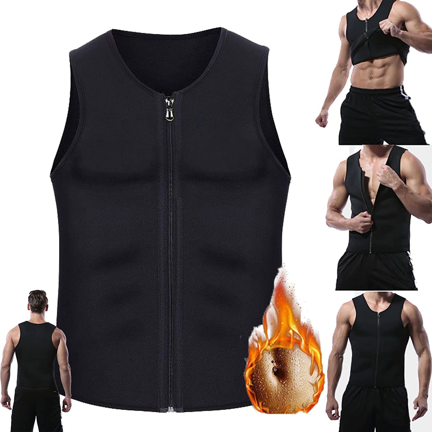MANSON Gynecomastia Compress Zipper Vest,Compression Shirts,Compression Tank Top Men
