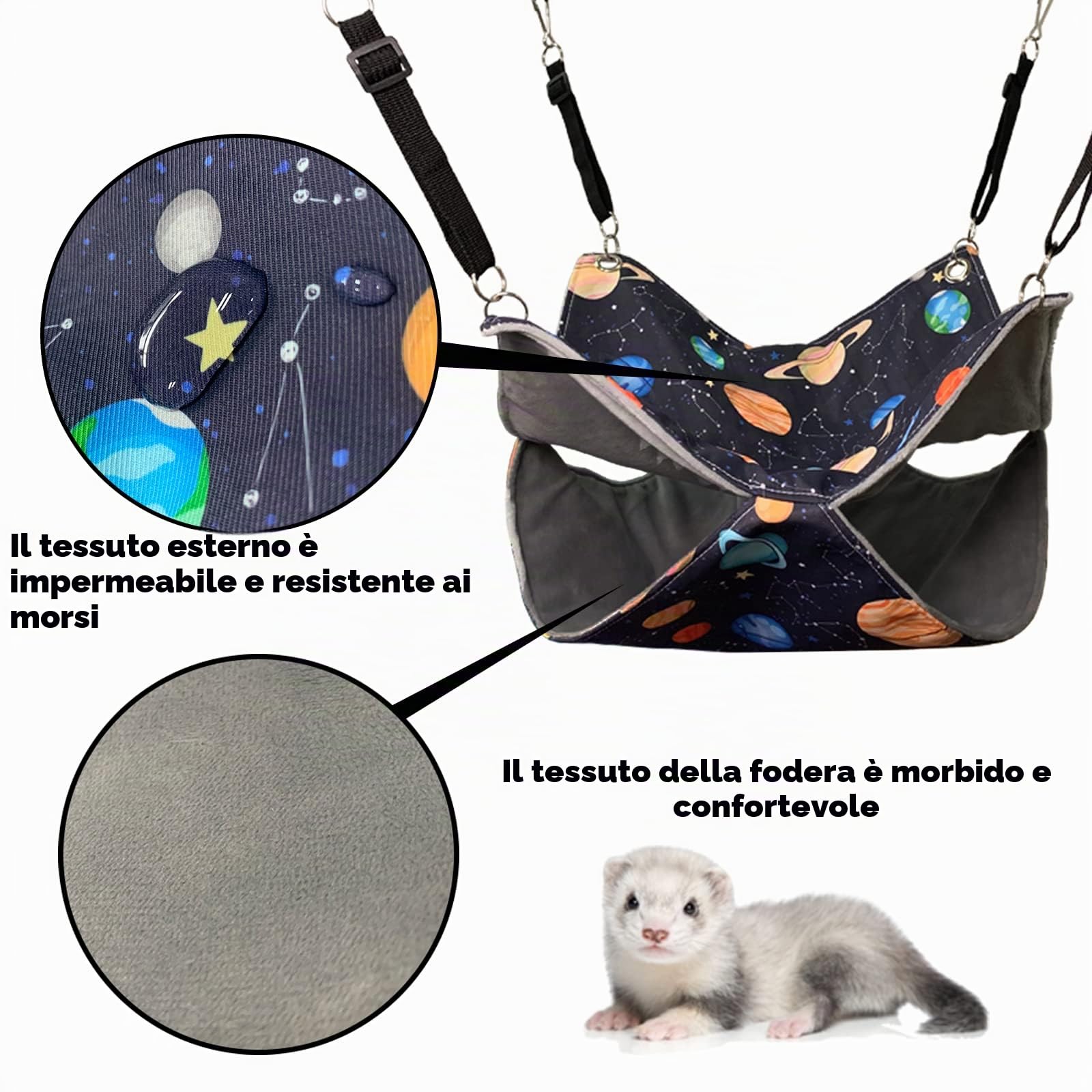 Set tunnel e tenda ad angolo retto per furetti, porcellini d'India, tunnel impermeabile in pile x amaca per conigli, ricci, ratti, cincillà, accessori per gabbie di piccoli animali 3in1