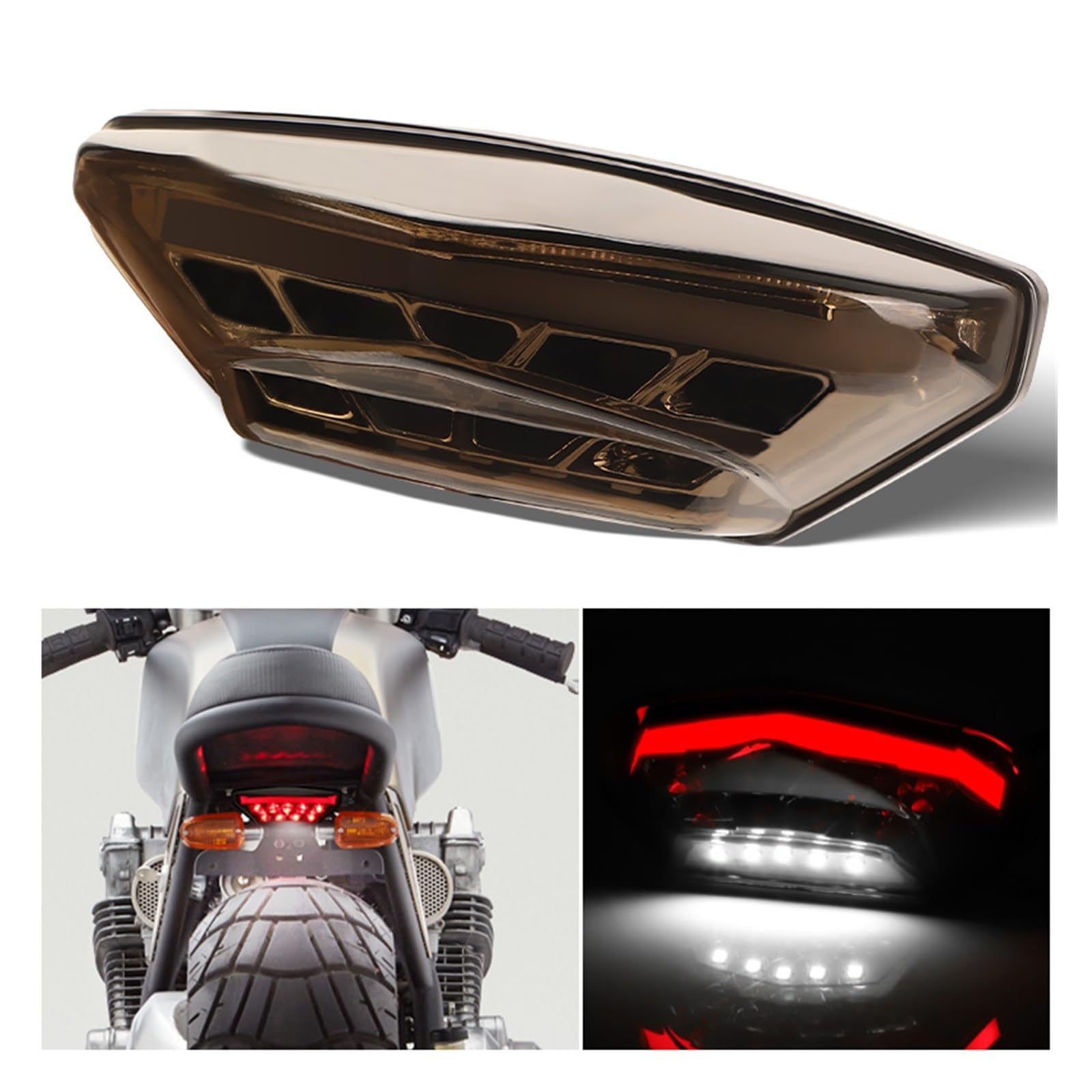 Fanale Posteriore per Moto, luci Posteriori a LED per Moto, Luce Targa Bianca, Luce Freno/Stop, luci diurne DRL per Scooter, Cafe Racer, Bobber