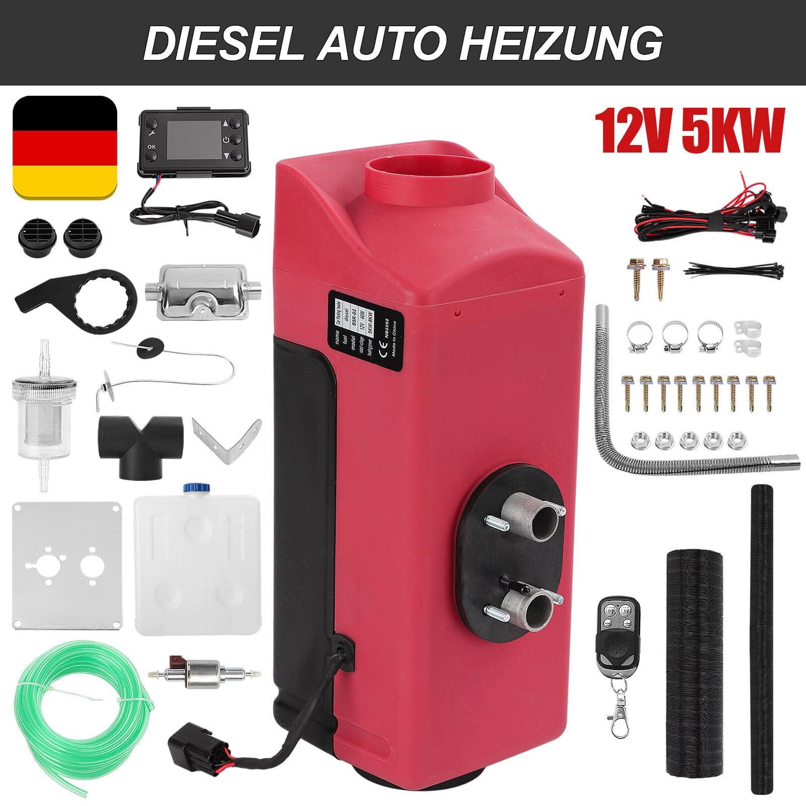 Trintion 12 V 5 kW Luft-Diesel-Heizung LCD-Schalter, Fernbedienung Luft-Zusatzheizung 10 l Tank-Parkheizung universelle tragbare Heizung für Wohnmobile LKWs Busse Boote Tourenwagen Wohnwagen