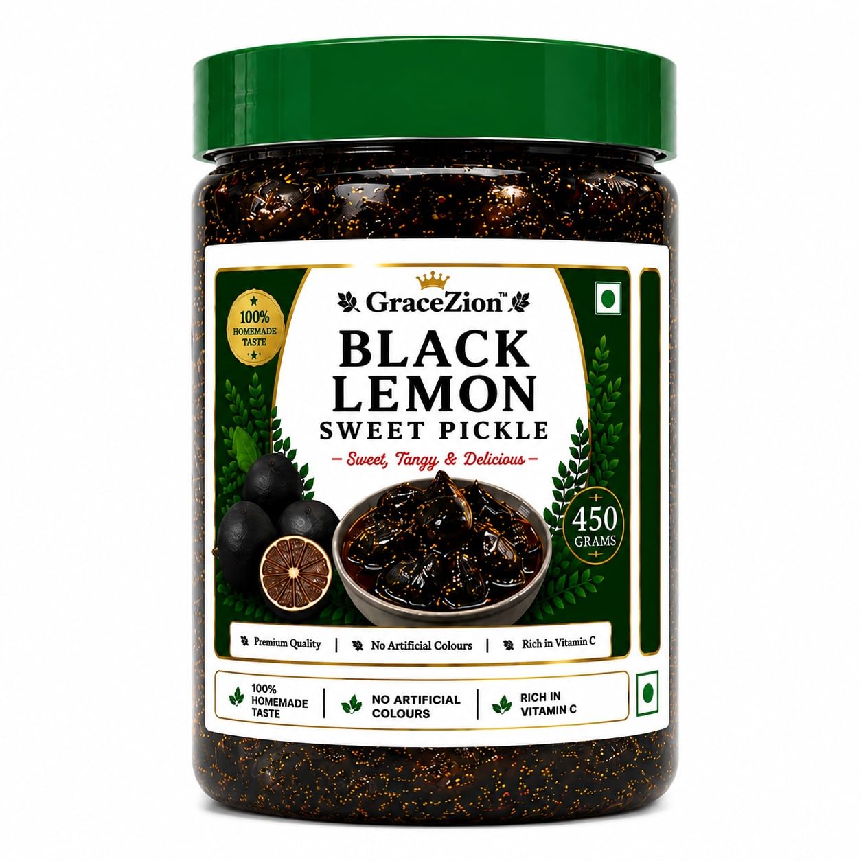GRACEZION Black Lemon Sweet Pickle 450g | Homemade Kala Nimbu Achar | Sweet, Tangy & Delicious | Traditional Indian Pickle | Rich in Vitamin C | No Artificial Colours | Authentic Homemade Taste-image-48