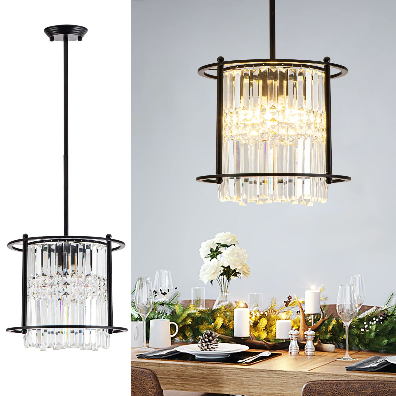 Photo 1 of **MISSING PARTS SEE NOTES**
OCWHT Black Crystal Chandelier Farmhouse Light Modern Metal Chandelier