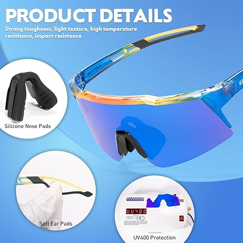 Miniatura 7 de KAPVOE Gafas de sol de béisbol para niños, gafas deportivas para niños y niñas, polarizadas, para ciclismo, softbol, TR90, marco UV400 de 6 a 14 años