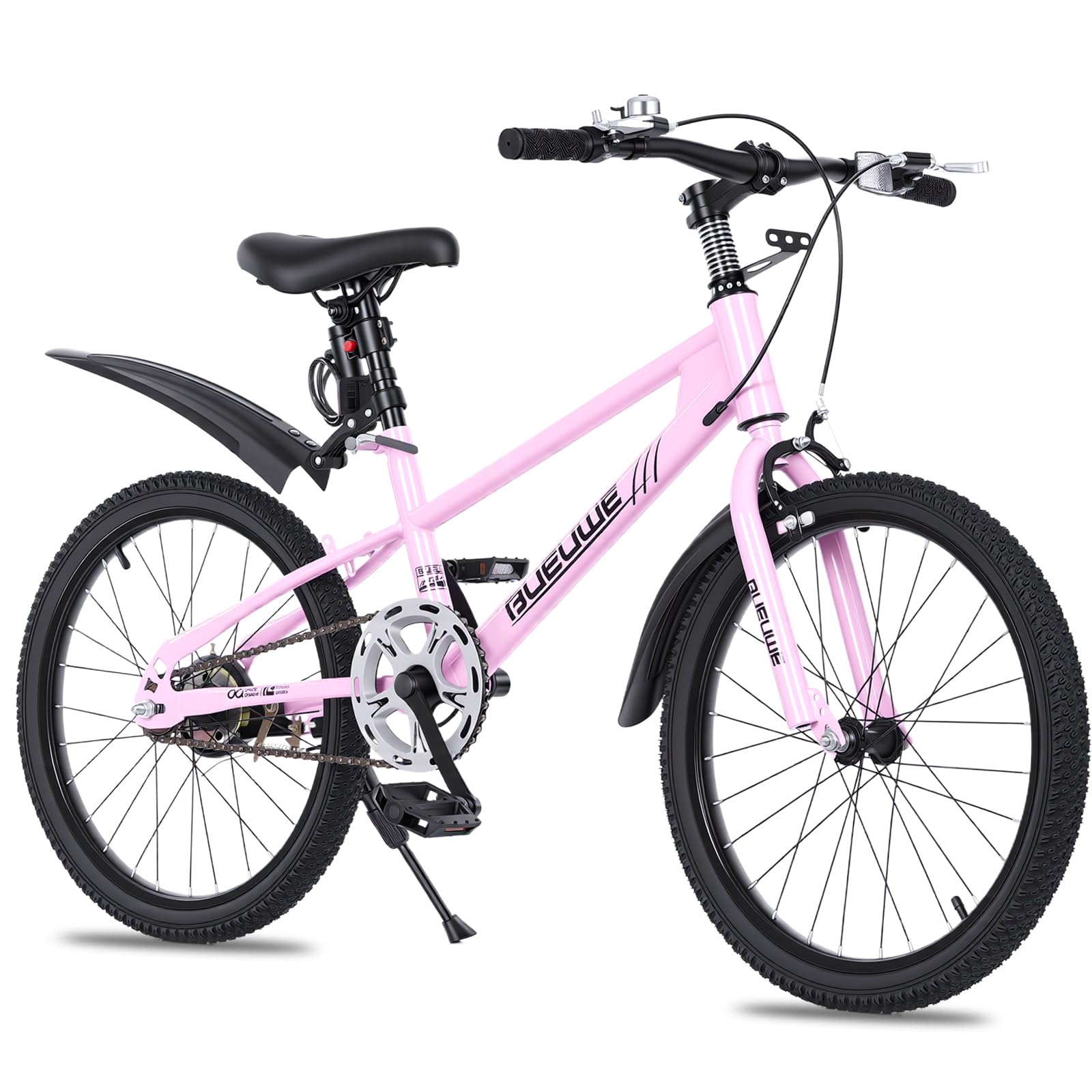 20/24-Inch Kids Mountain Bike for Boys and Girls Aged 7-12, Single-Speed Kids Bicycle with V-Brakes, Kickstand, Adjustable Seat and Anti-Slip Tyres, Multiple Colours
