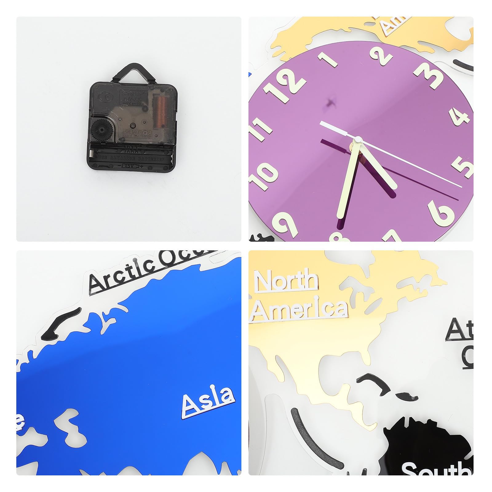 Reloj de Pared Mapa del Mundo de Acrílico para Sala