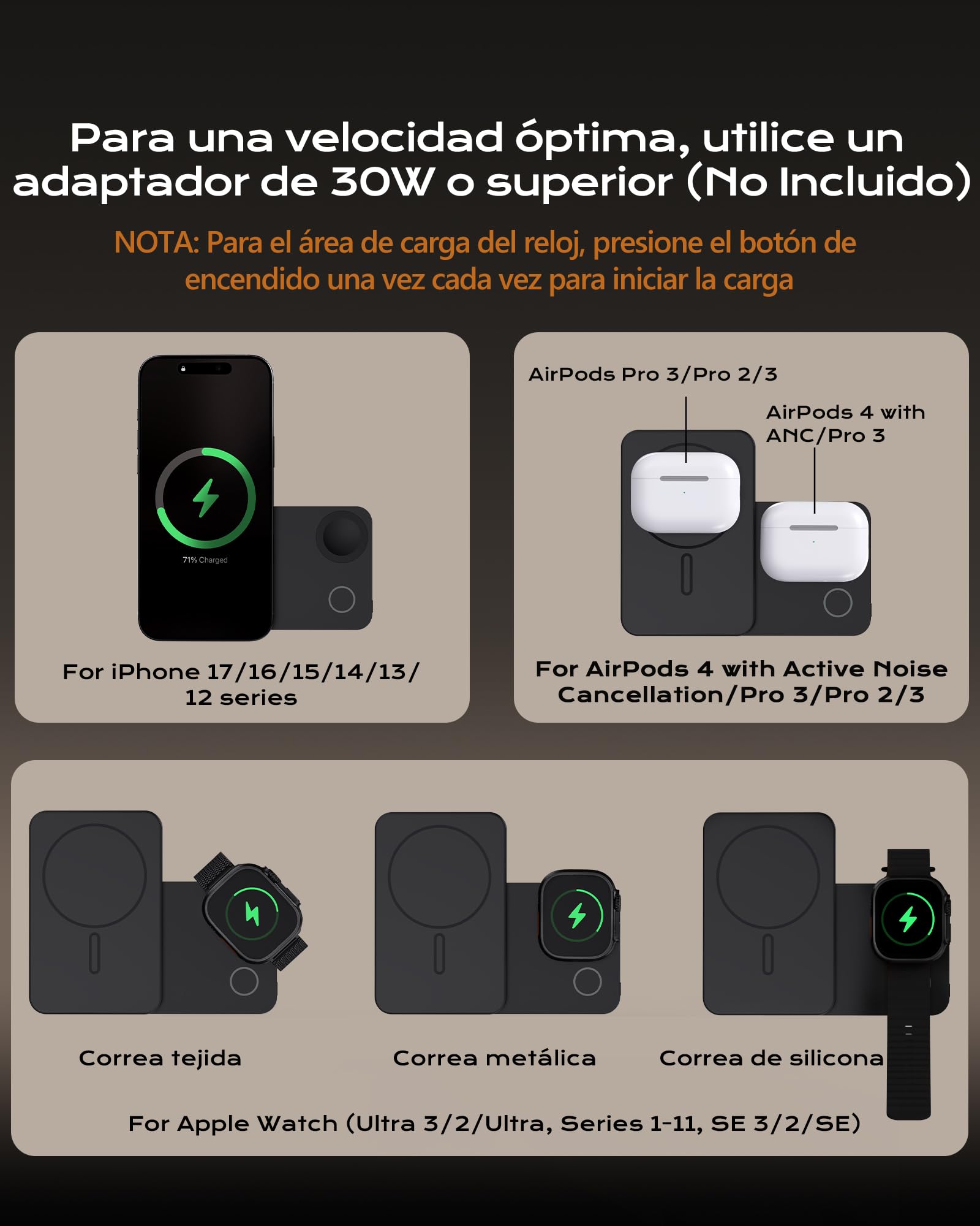 KU XIU Qi2.2 25W Magnético Power Bank 10000mAh para iPhone y Apple Watch | 3-in-1 Bateria Externa con Soporte, Compatible con Magsafe, 30W USB-C Carga Rapida, para iPhone & iWatch & Airpods, Negro
