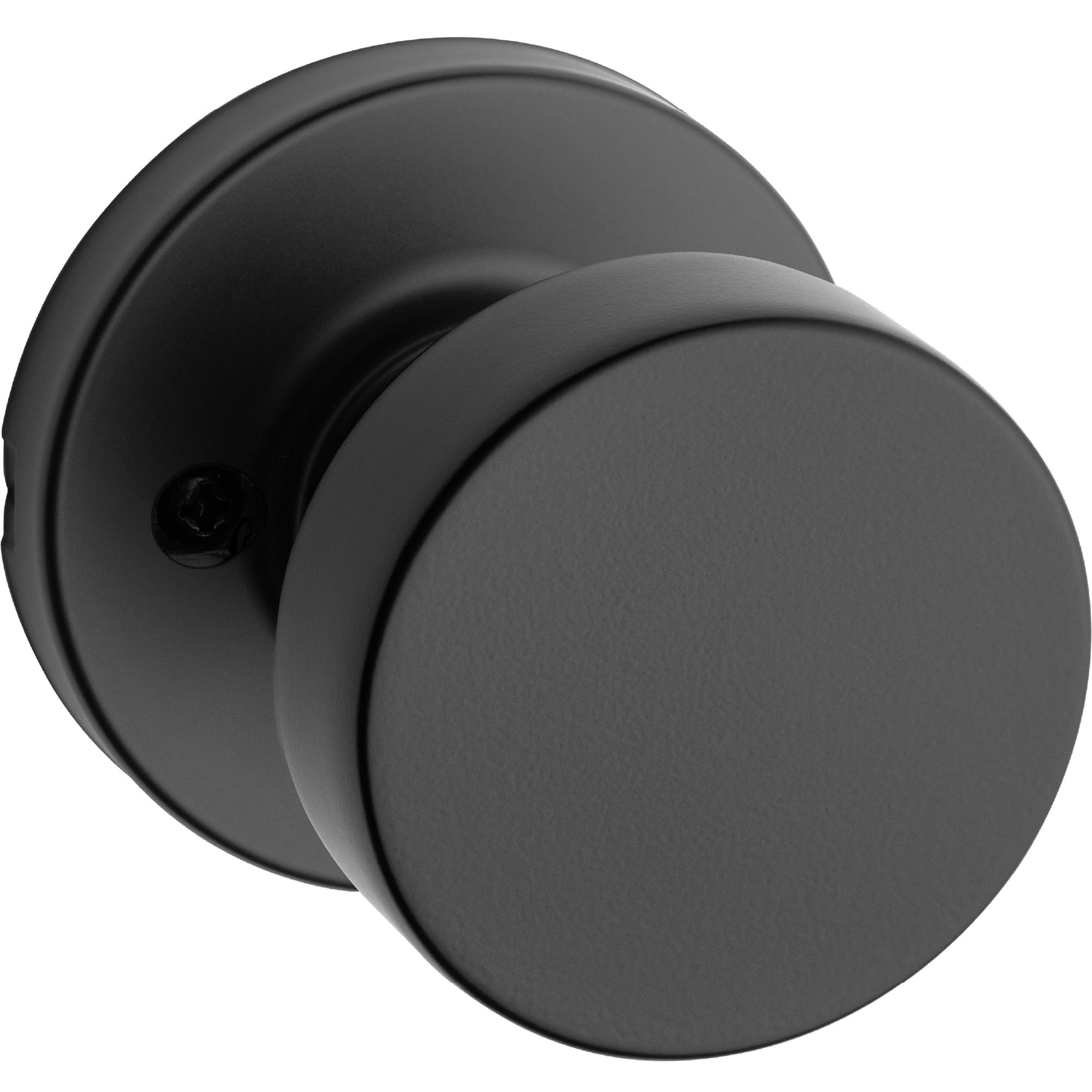 Kwikset Pismo Dummy Door Knob, Single Sided Handle for Closets, French Double Doors, and Pantry, Matte Black Non-Turning Interior Push/Pull Door Knob, with Microban Protection