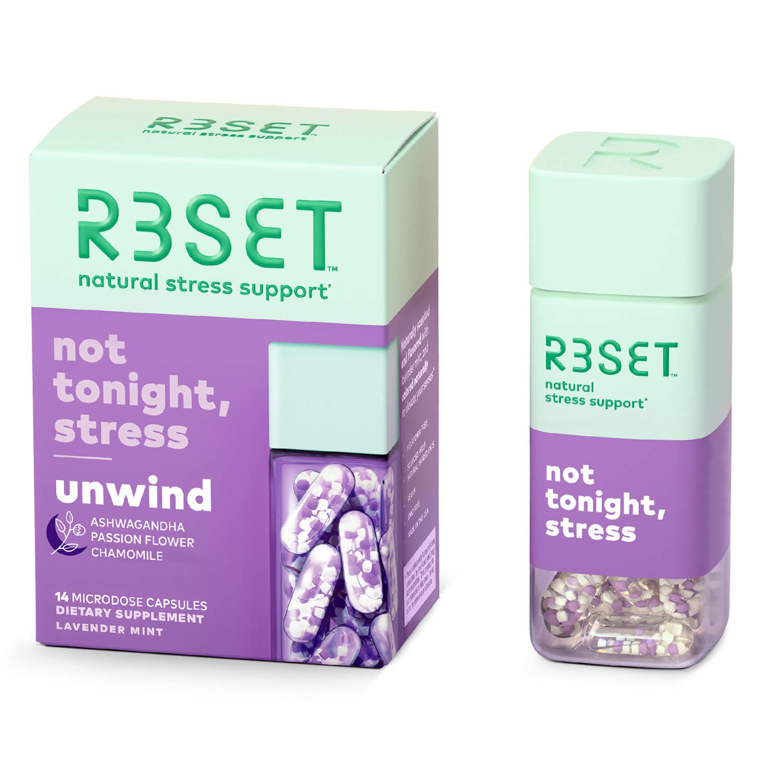 R3SET Unwind Sleep Support Supplement, 14 Capsules