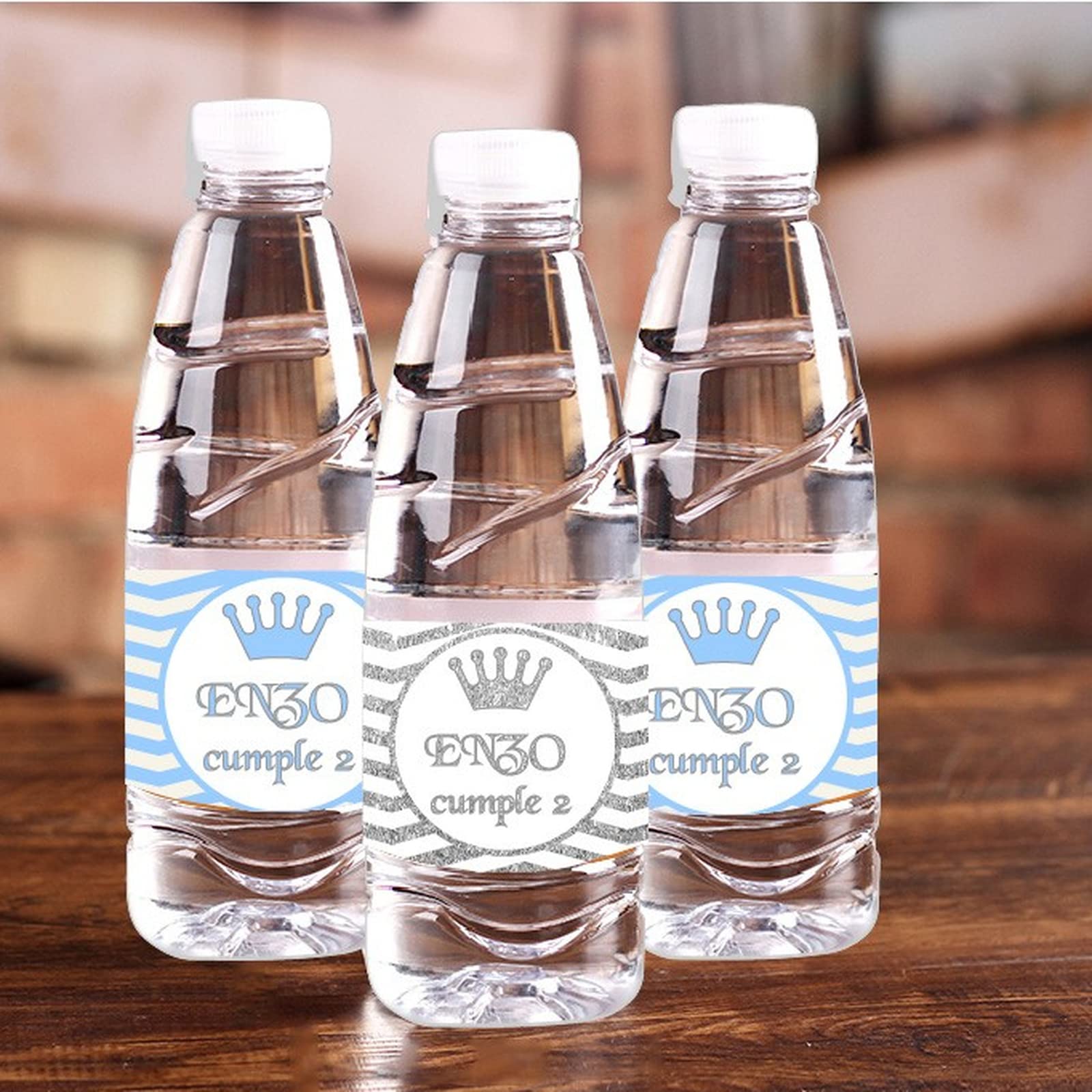 30pcs Autocollants vintage personnalisables avec le prénom et la date pour invitations à un mariage, Étiquette de Bouteille d'eau,un baptême, des fiançailles, un anniversaire (30PCS,H